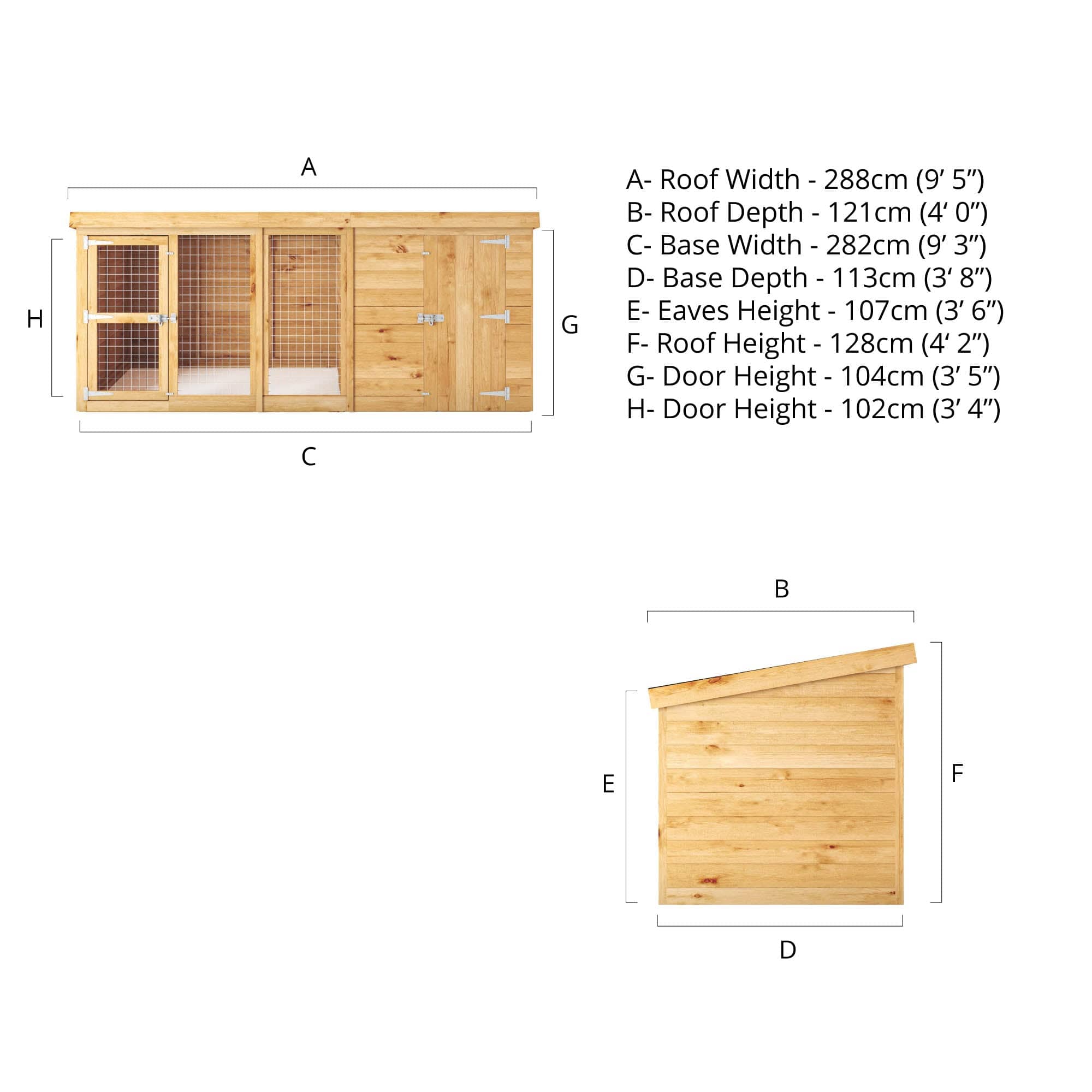 Mercia 10x4 Pent Berkshire Dog Kennel & Run