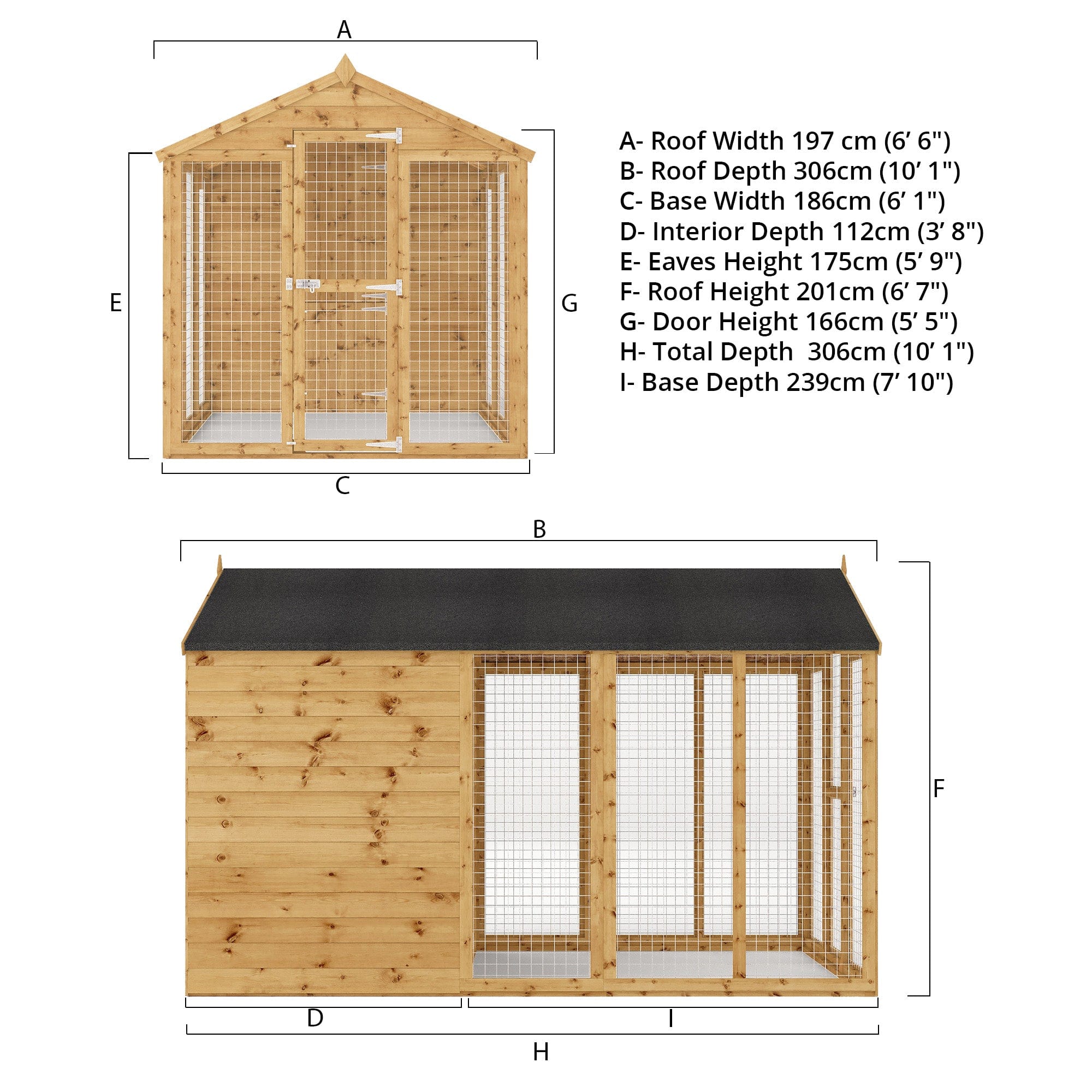 Mercia 10 x 6 Staffordshire Apex Dog Kennel & Run