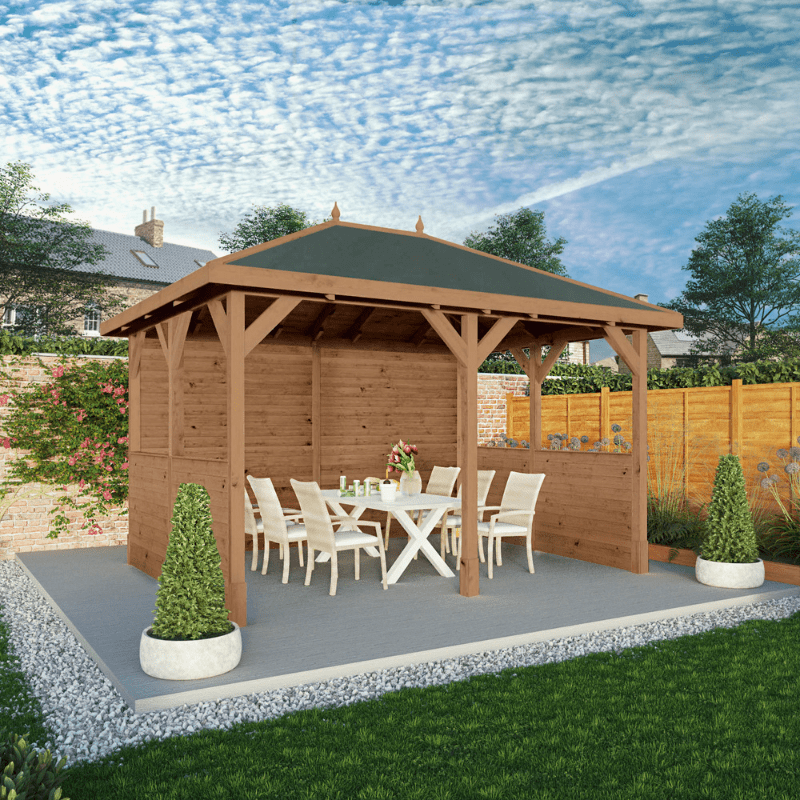 Mercia 10 x 13 (3m x 4m) Pressure Treated Traditional Gazebo with Side Panels