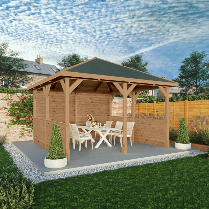 Mercia 13 x 13 (4m x 4m) Pressure Treated Traditional Gazebo with Side Panels
