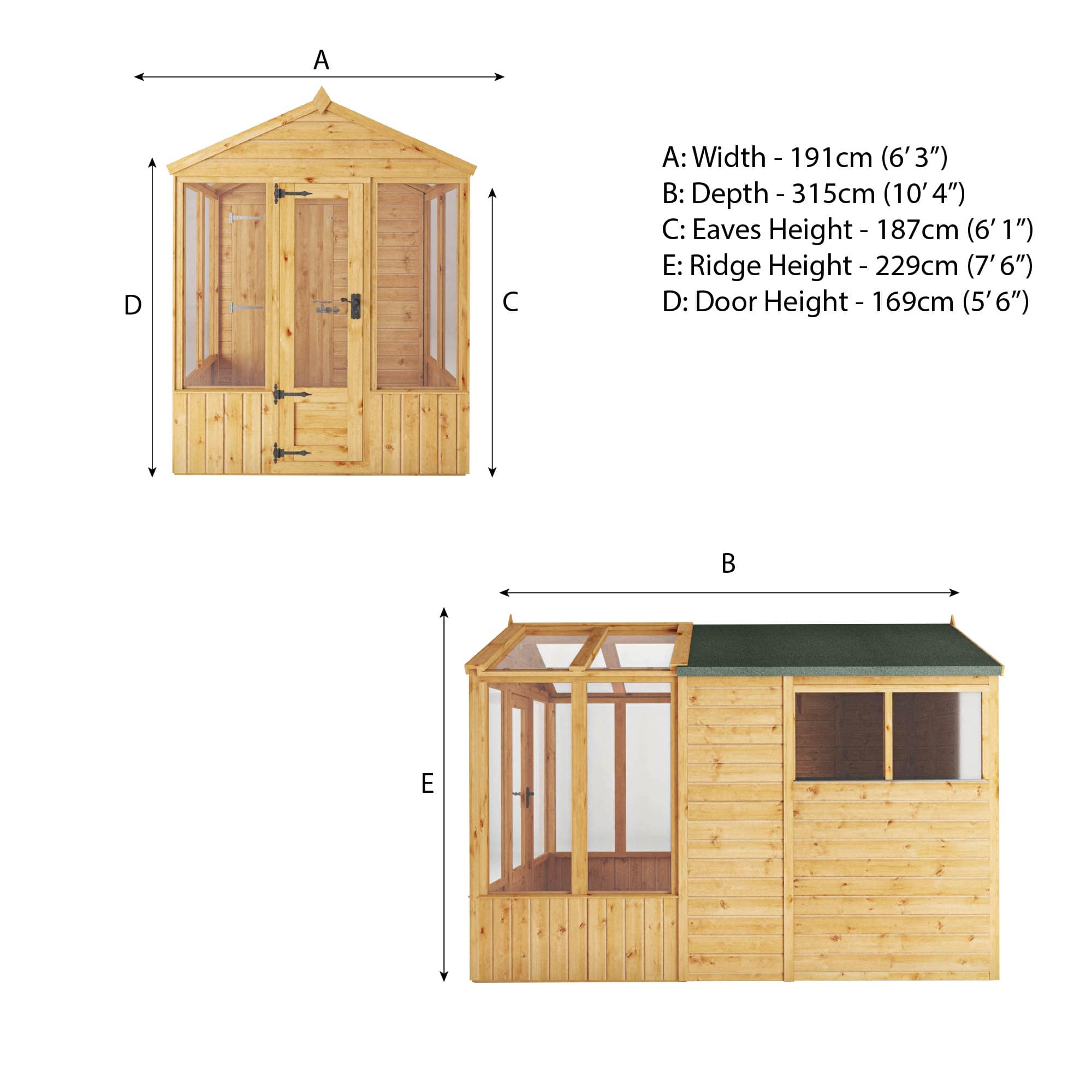 Mercia 10 x 6 Premium Woodsman Apex Styrene Combi Greenhouse