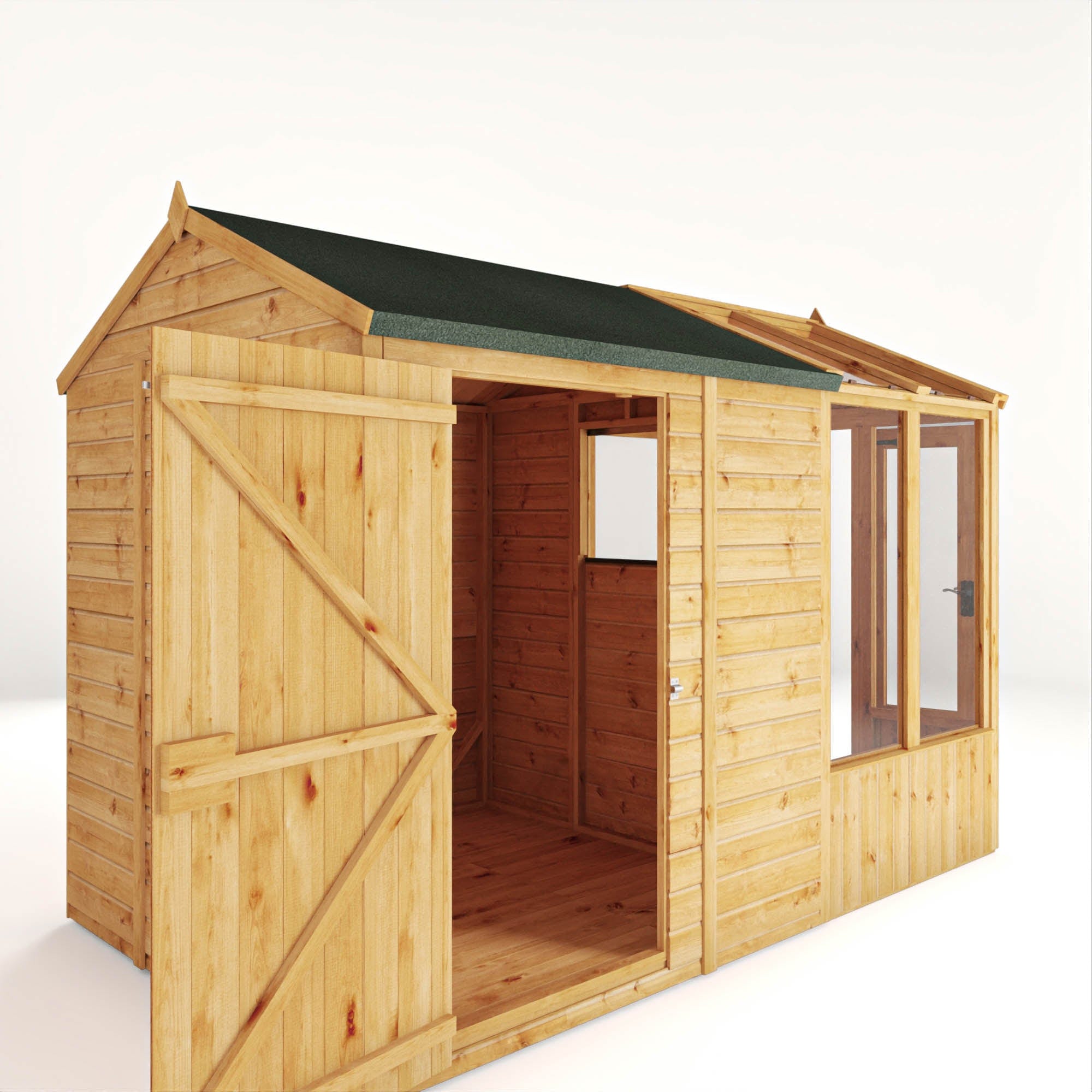Mercia 10 x 6 Premium Woodsman Apex Styrene Combi Greenhouse
