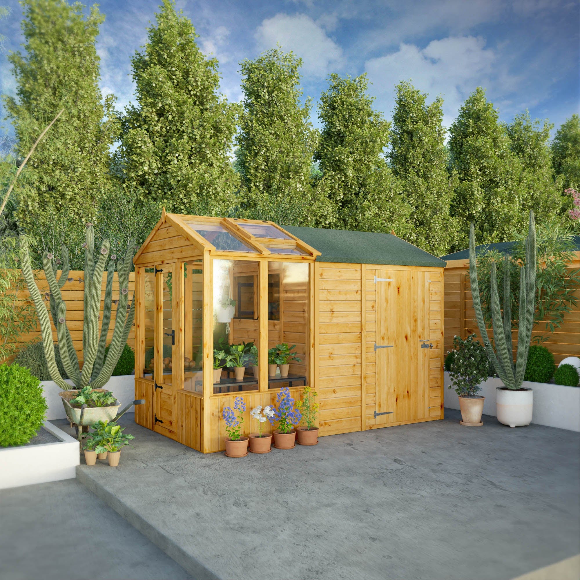 Mercia 10 x 6 Premium Woodsman Apex Styrene Combi Greenhouse