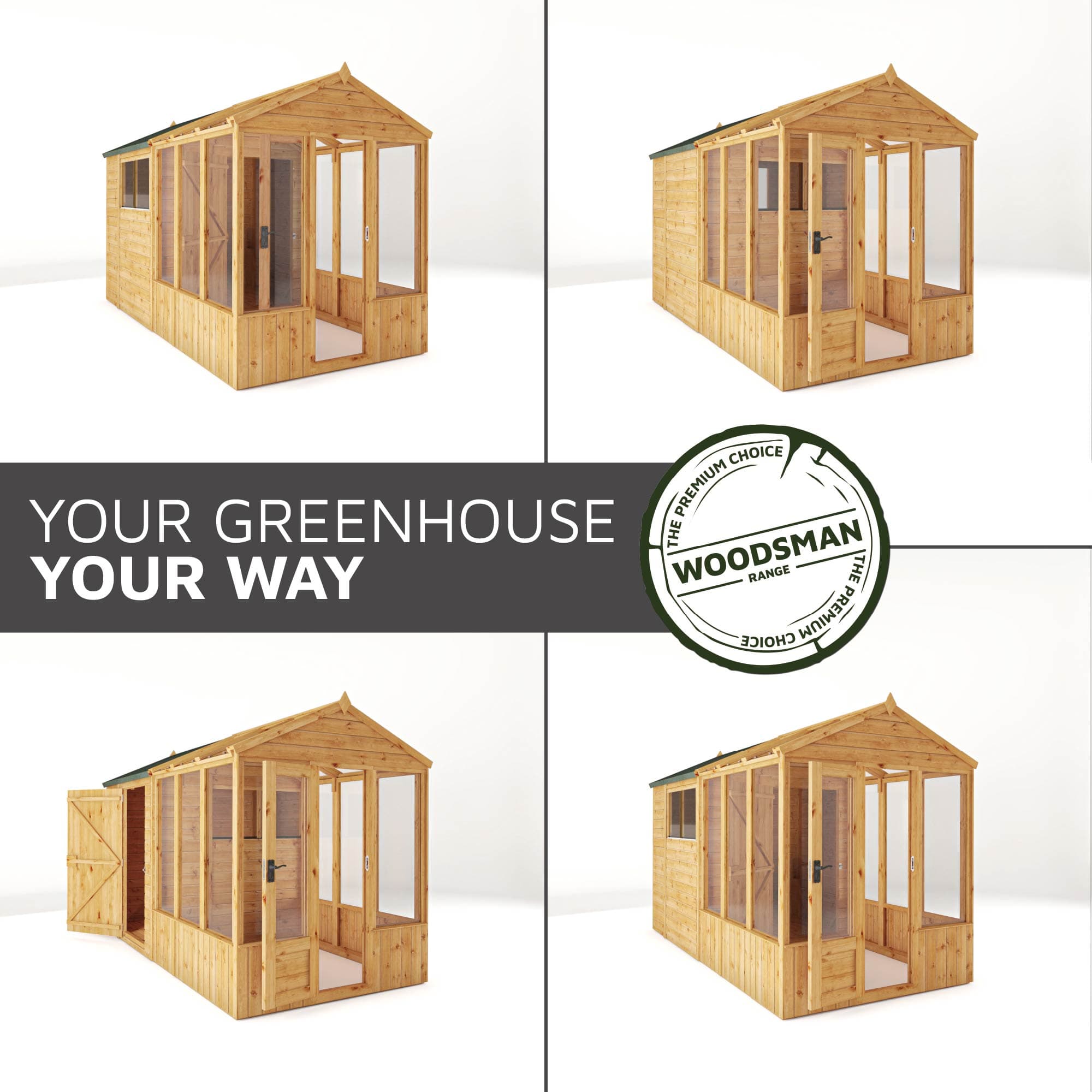 Mercia 10 x 6 Premium Woodsman Apex Styrene Combi Greenhouse
