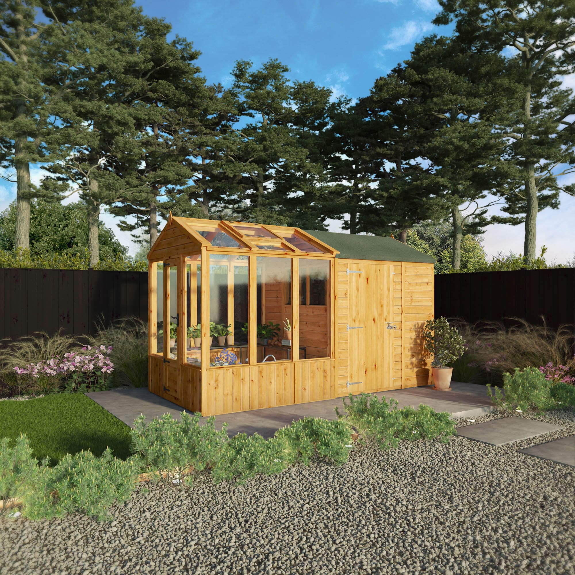 Mercia 12 x 6 Premium Woodsman Apex Styrene Combi Greenhouse