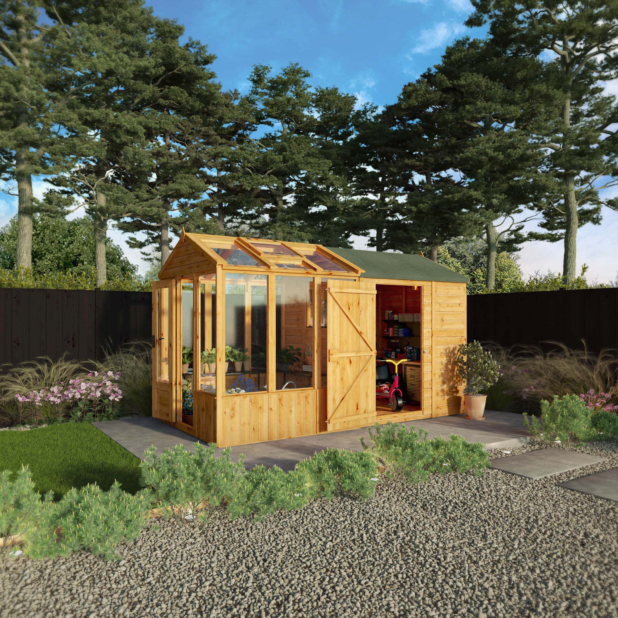 Mercia 12 x 6 Premium Woodsman Apex Styrene Combi Greenhouse