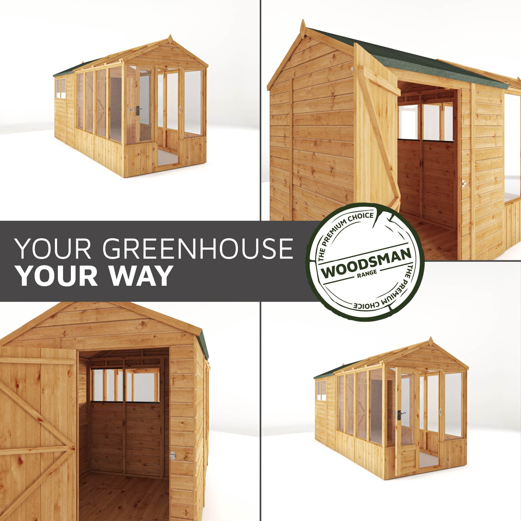 Mercia 14 x 6 Premium Woodsman Apex Styrene Combi Greenhouse