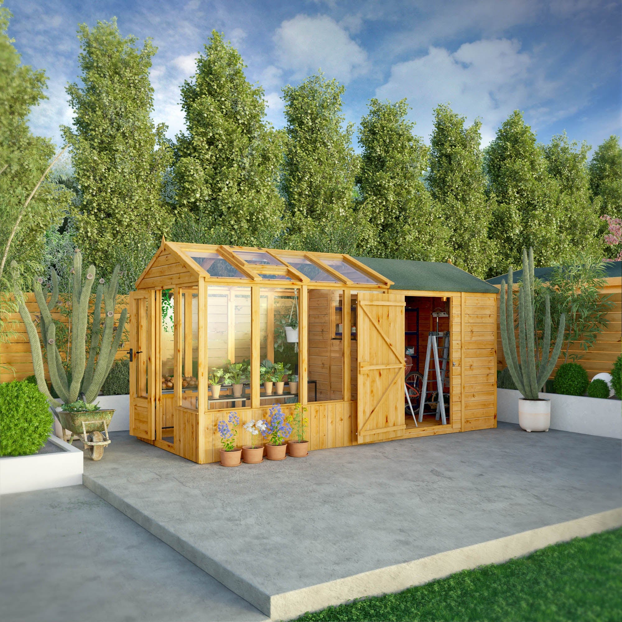 Mercia 14 x 6 Premium Woodsman Apex Styrene Combi Greenhouse