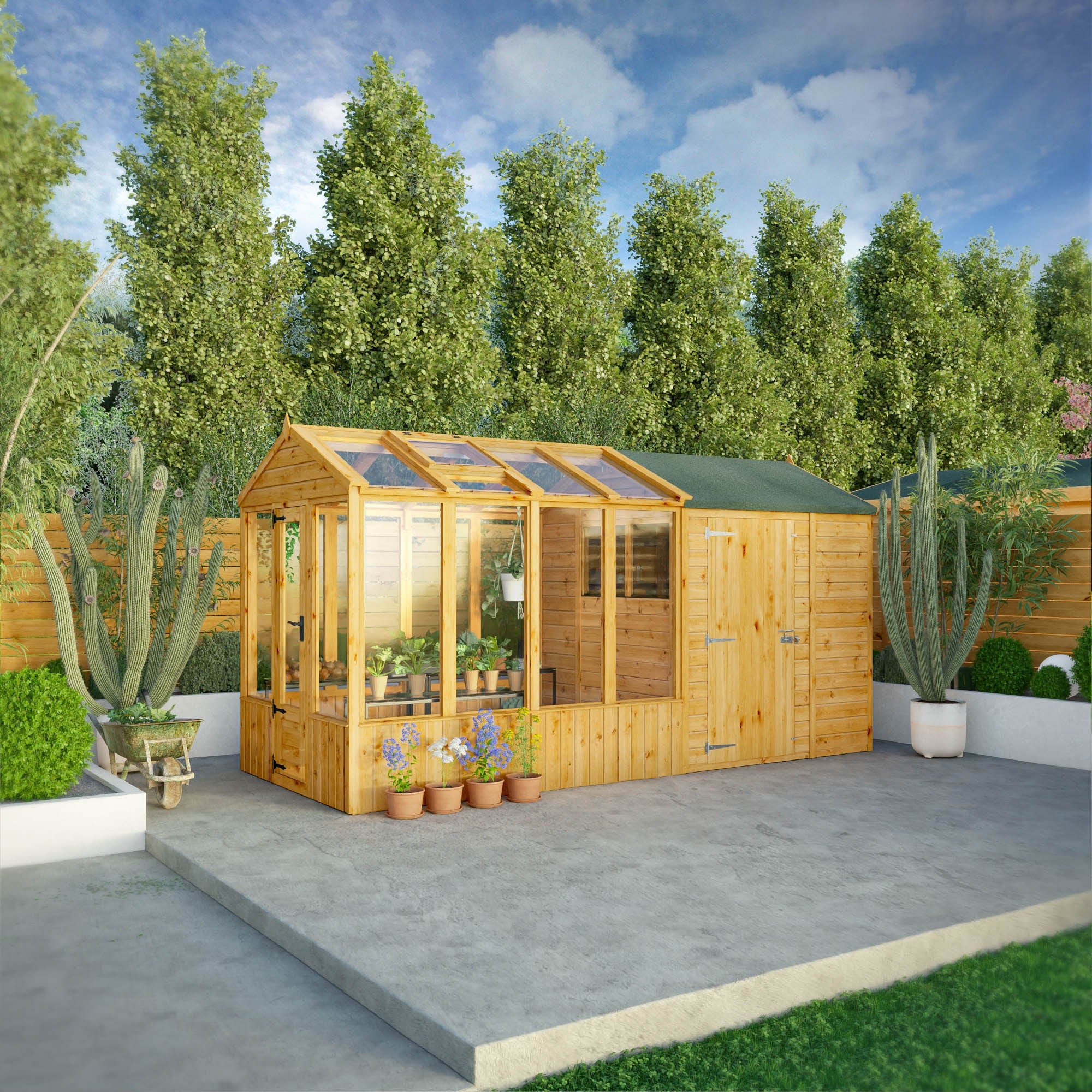 Mercia 14 x 6 Premium Woodsman Apex Styrene Combi Greenhouse
