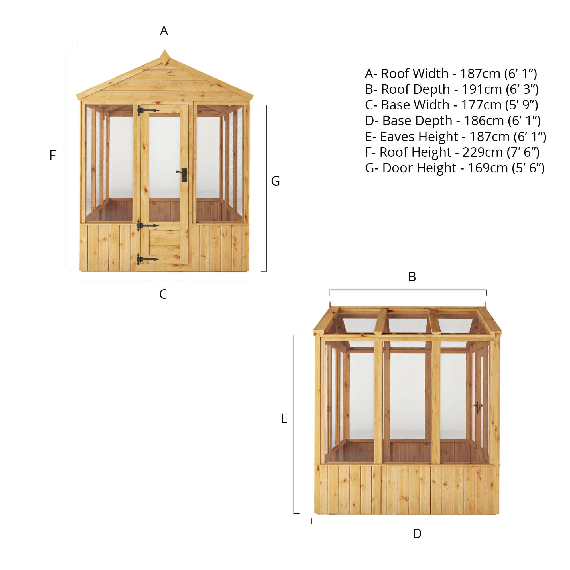 Mercia 6 x 6 Premium Woodsman Apex Styrene Greenhouse