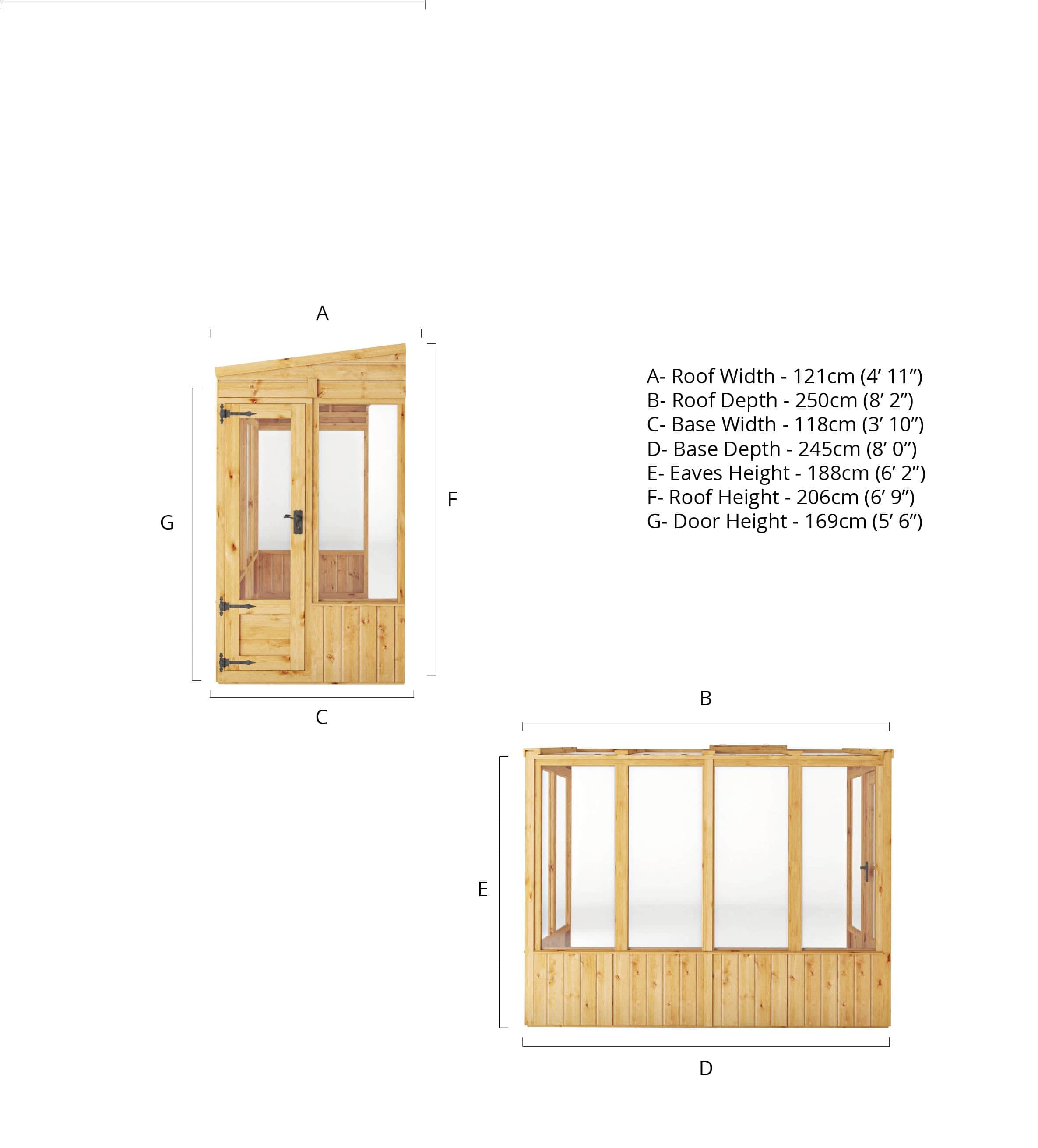 Mercia 8 x 4  Premium Woodsman Pent Styrene Lean-To Greenhouse