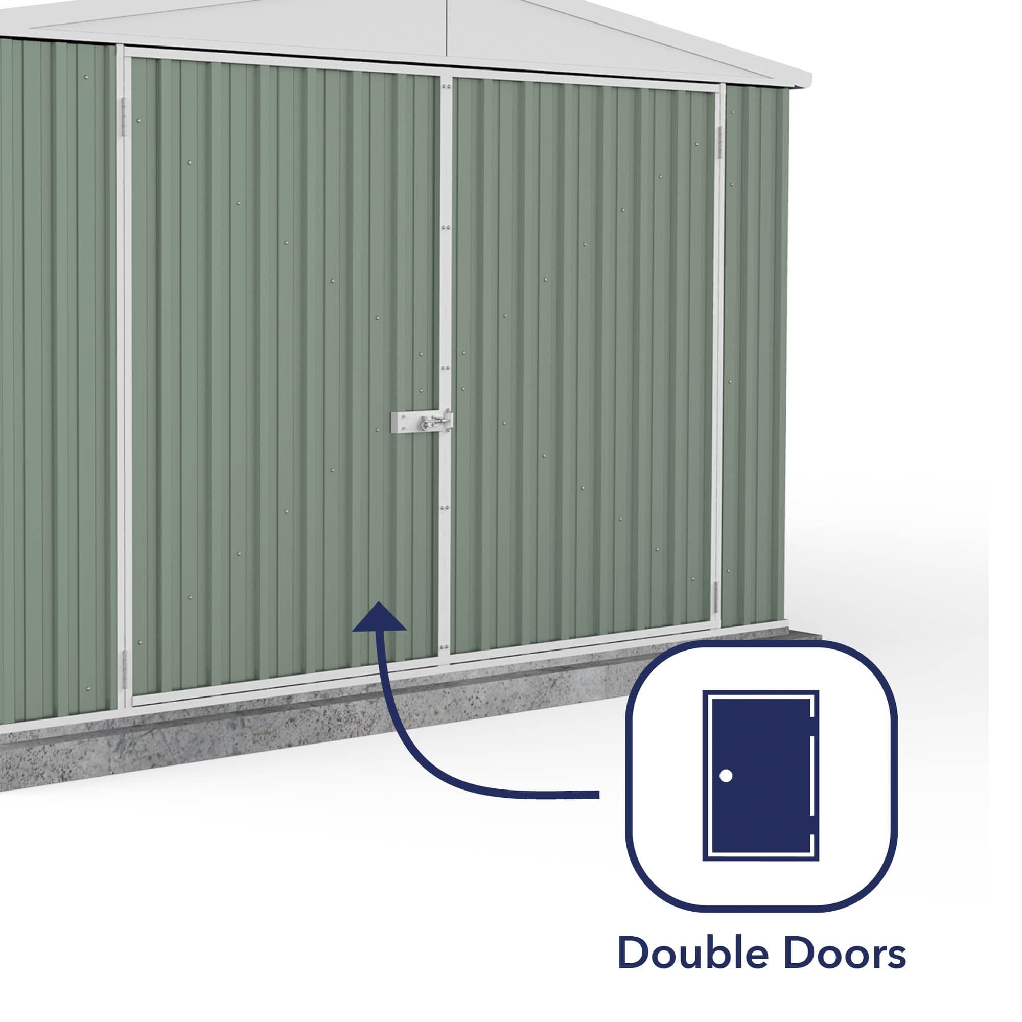 Absco 10 x 15 Utility Metal Workshop (3m x 4.48m) Pale Eucalyptus - Anchor Kit Included