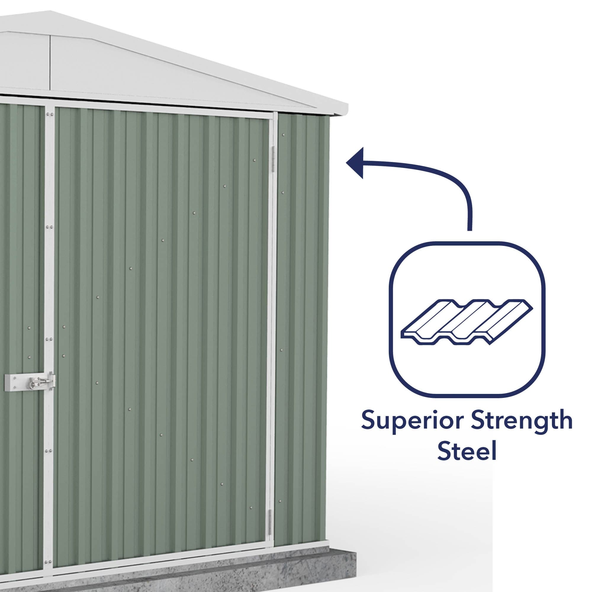 Absco 10 x 15 Utility Metal Workshop (3m x 4.48m) Pale Eucalyptus - Anchor Kit Included