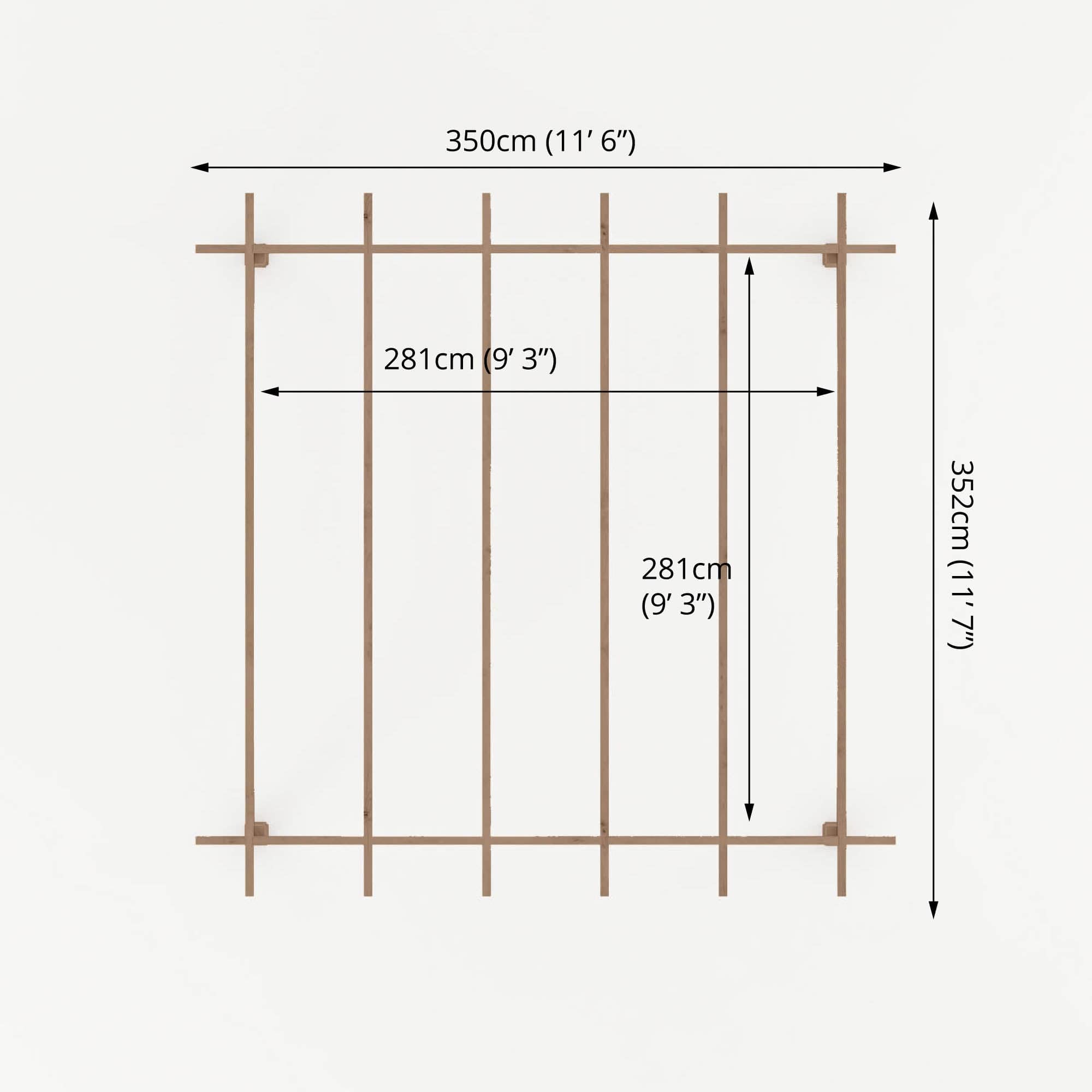 Mercia 10 x 10 (3.0m x 3.0m) Traditional Pressure Treated Wooden Pergola