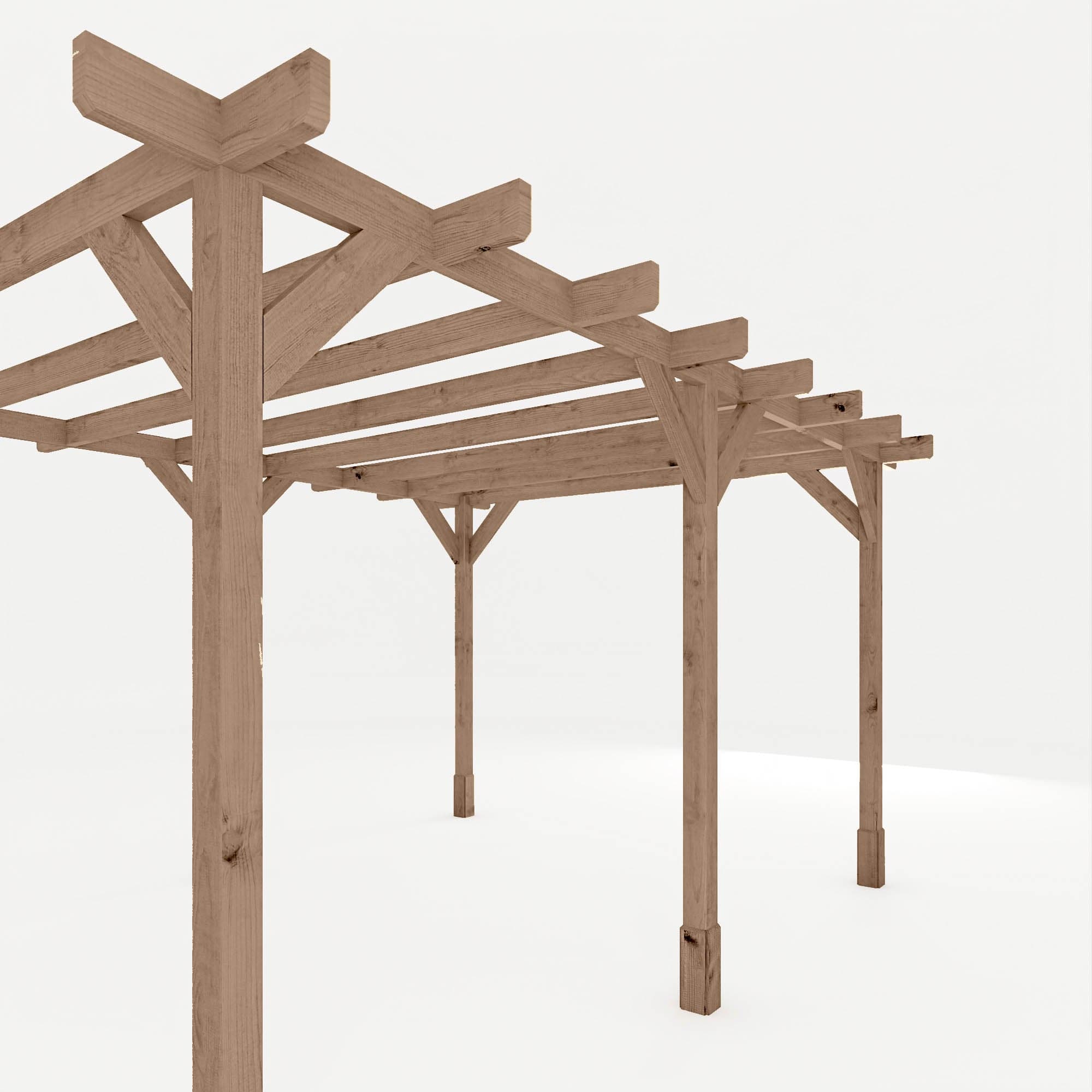 Mercia 13 x 10 (3.0m x 4.0m) Traditional Pressure Treated Wooden Pergola