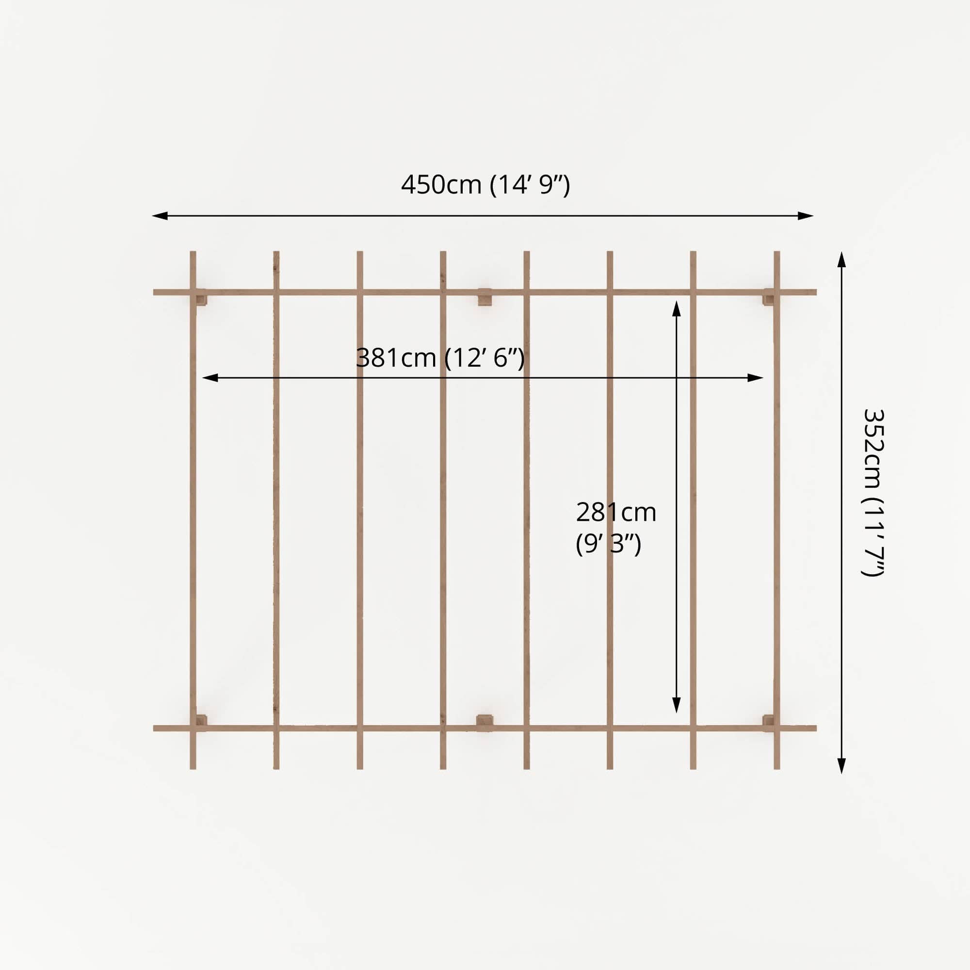 Mercia 13 x 10 (3.0m x 4.0m) Traditional Pressure Treated Wooden Pergola