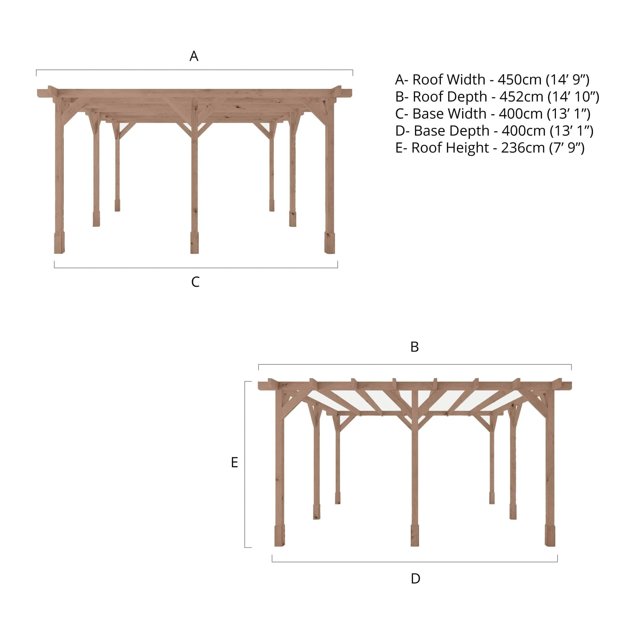 Mercia 13 x 13 (4.0m x 4.0m) Traditional Pressure Treated Wooden Pergola