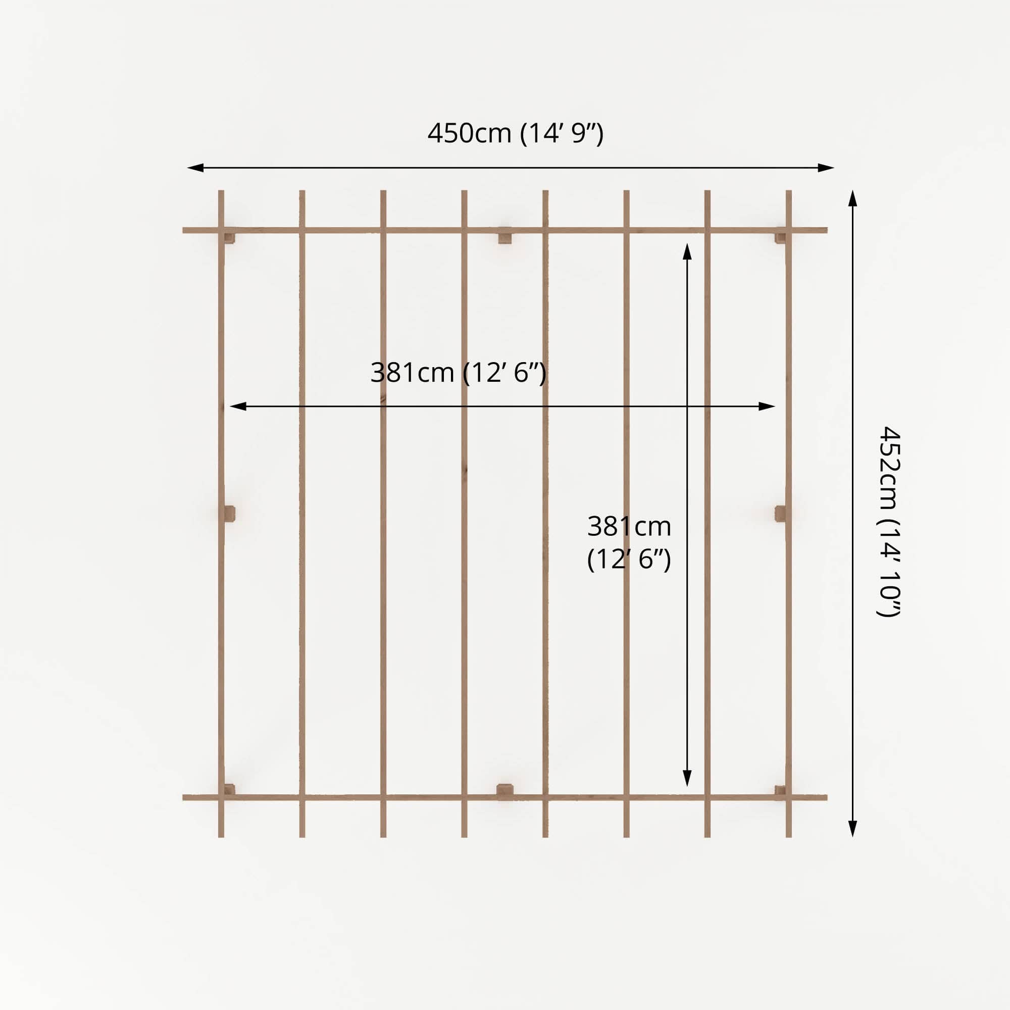 Mercia 13 x 13 (4.0m x 4.0m) Traditional Pressure Treated Wooden Pergola