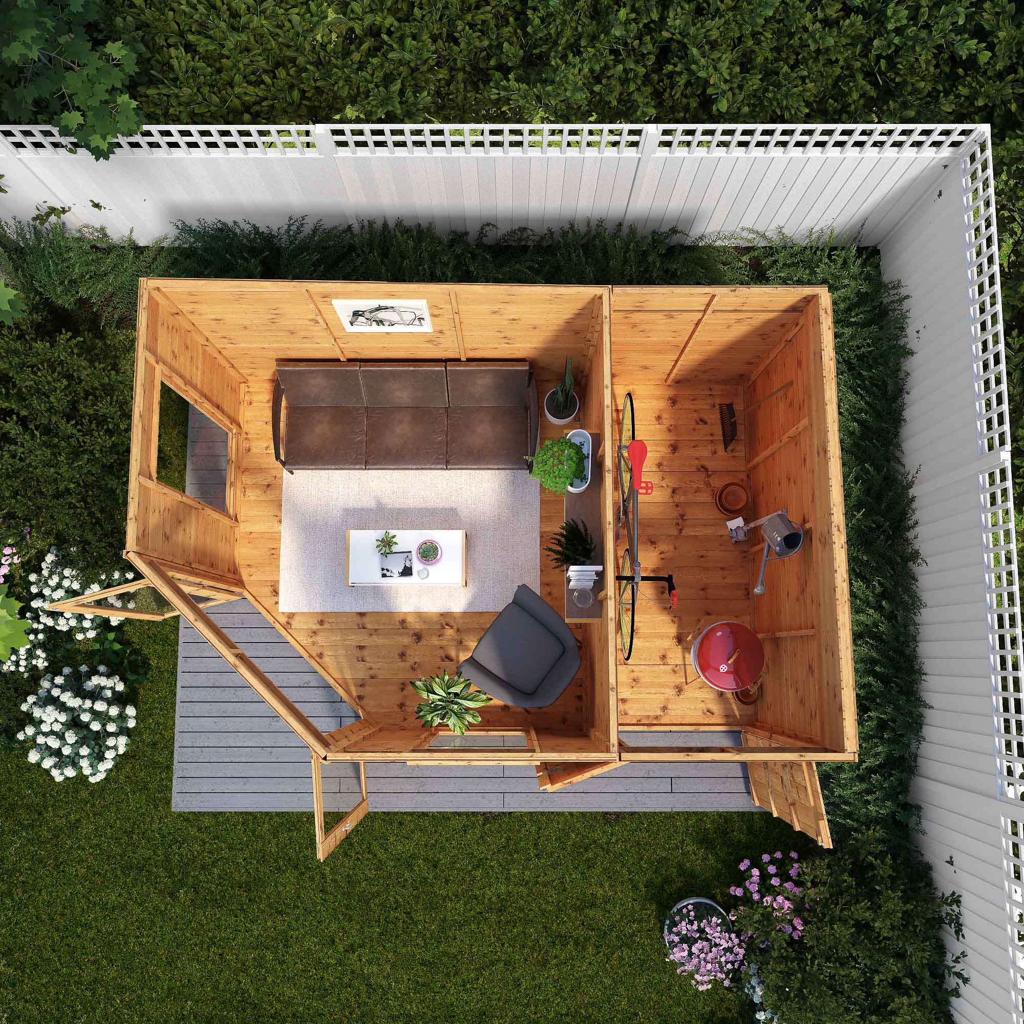 Mercia 12x8 Wooden Corner Summerhouse with Side Shed