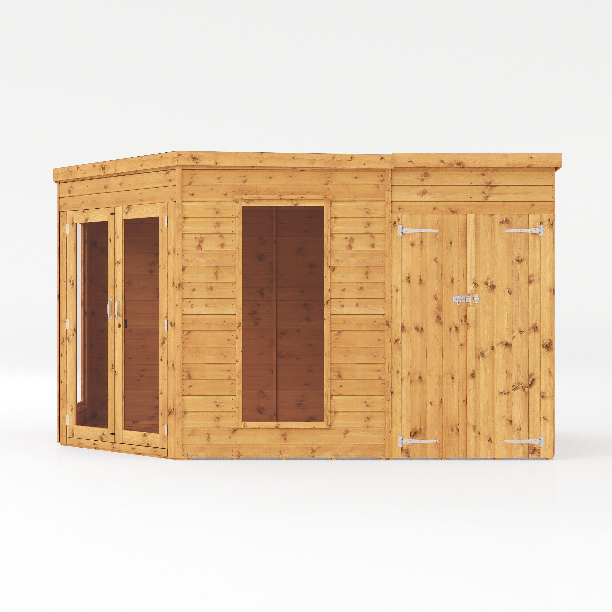 Mercia 12x8 Wooden Corner Summerhouse with Side Shed