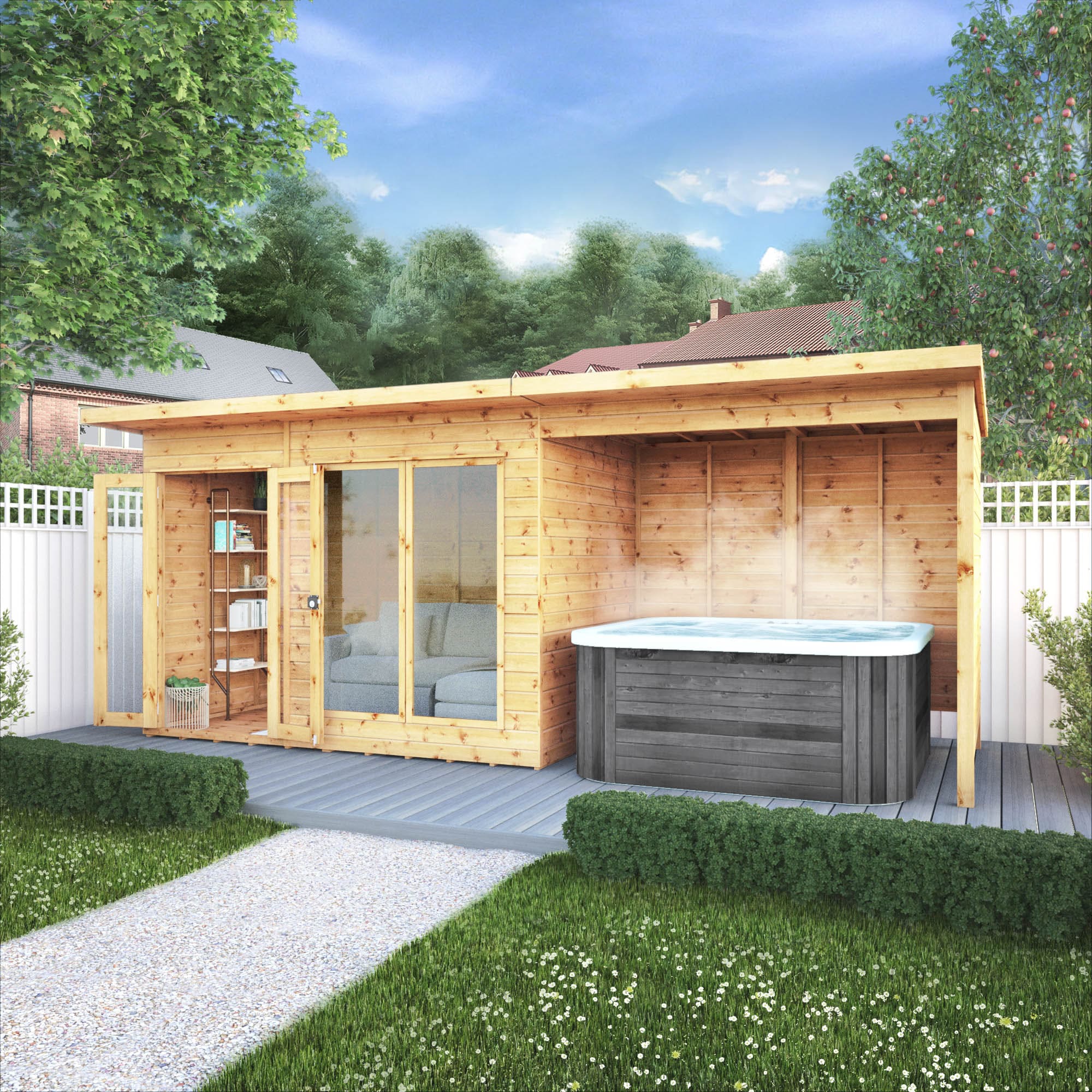 Mercia 18 x 6 Maine Pent Summerhouse with Patio Area