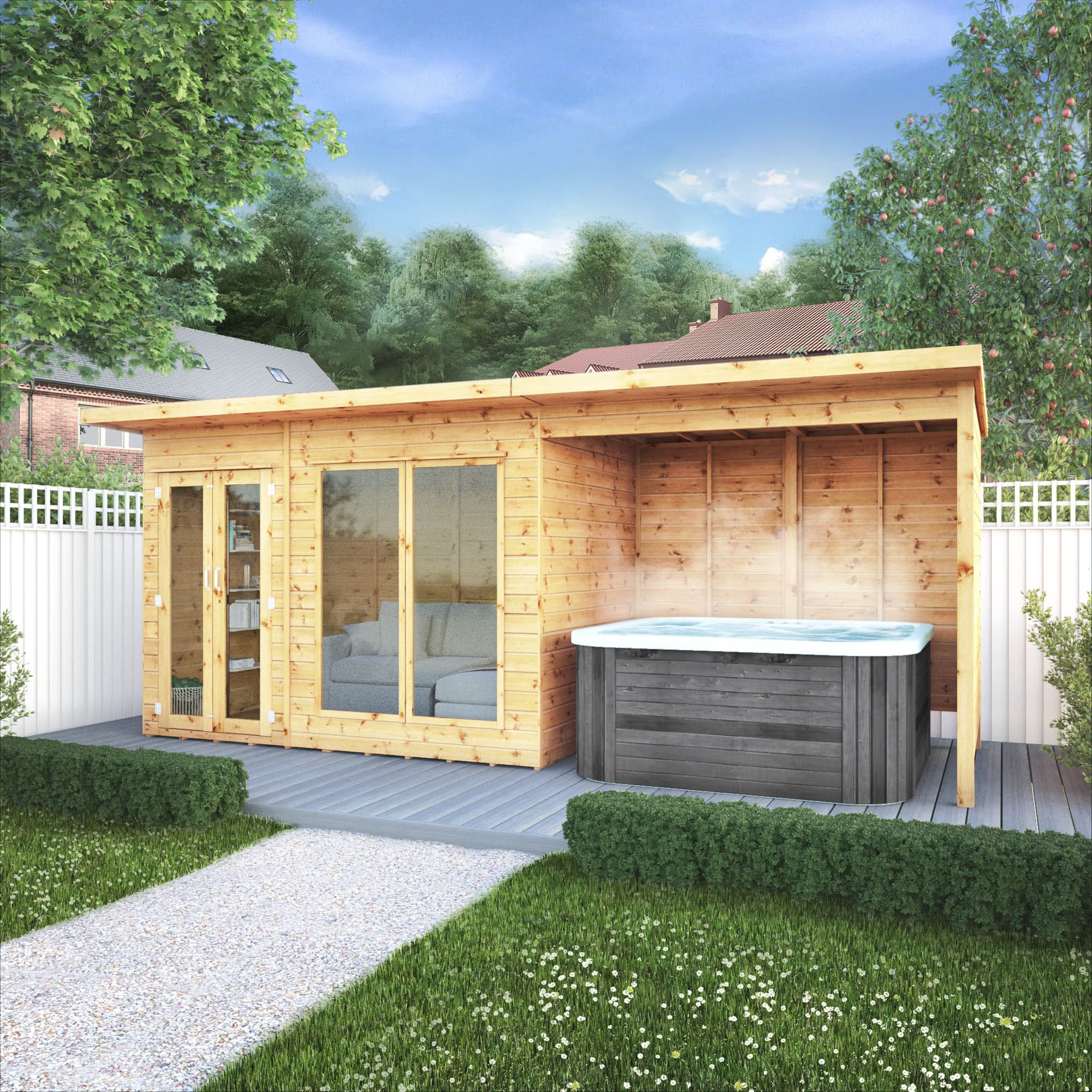 Mercia 18 x 6 Maine Pent Summerhouse with Patio Area