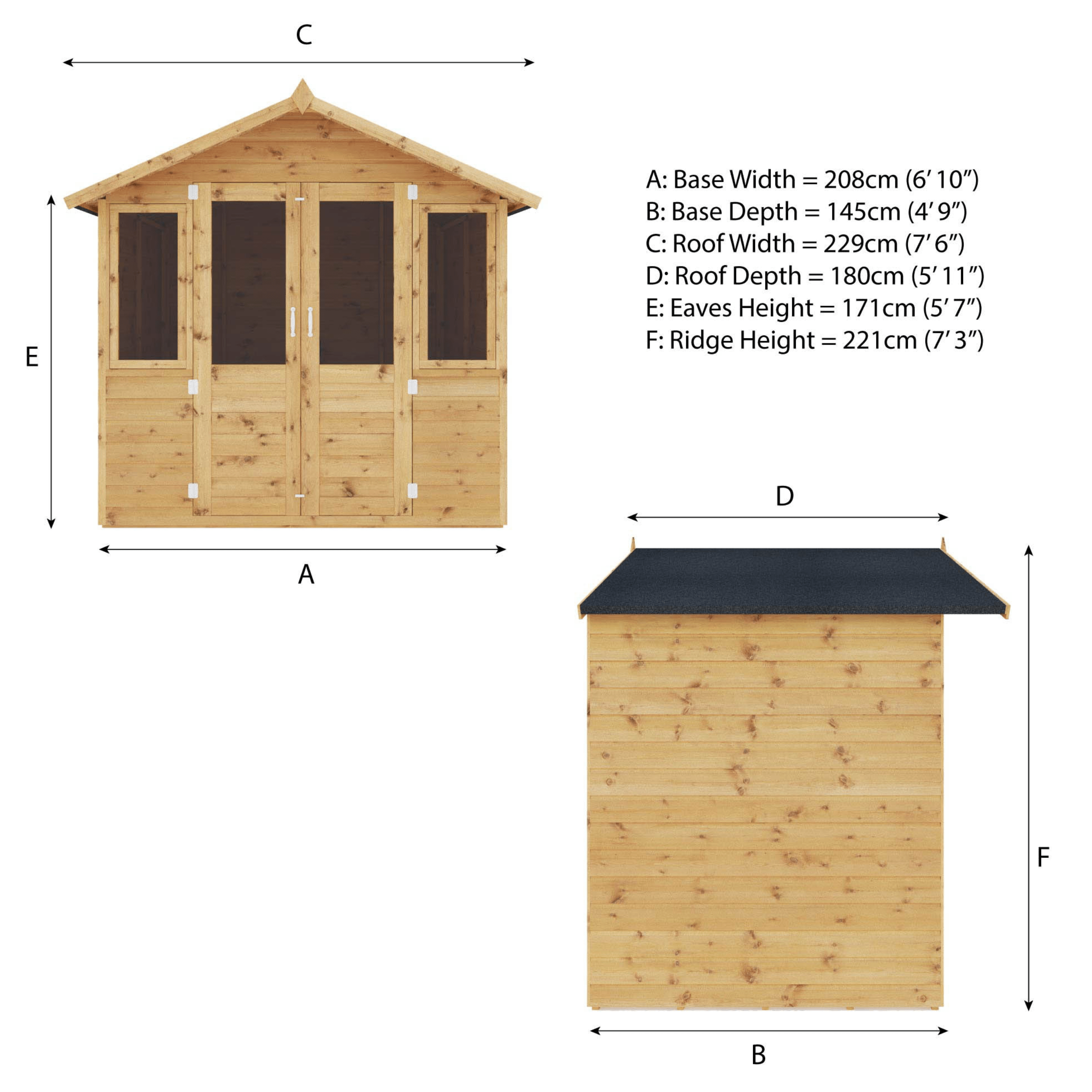 Mercia 7 x 5 Traditional Double Door Summerhouse