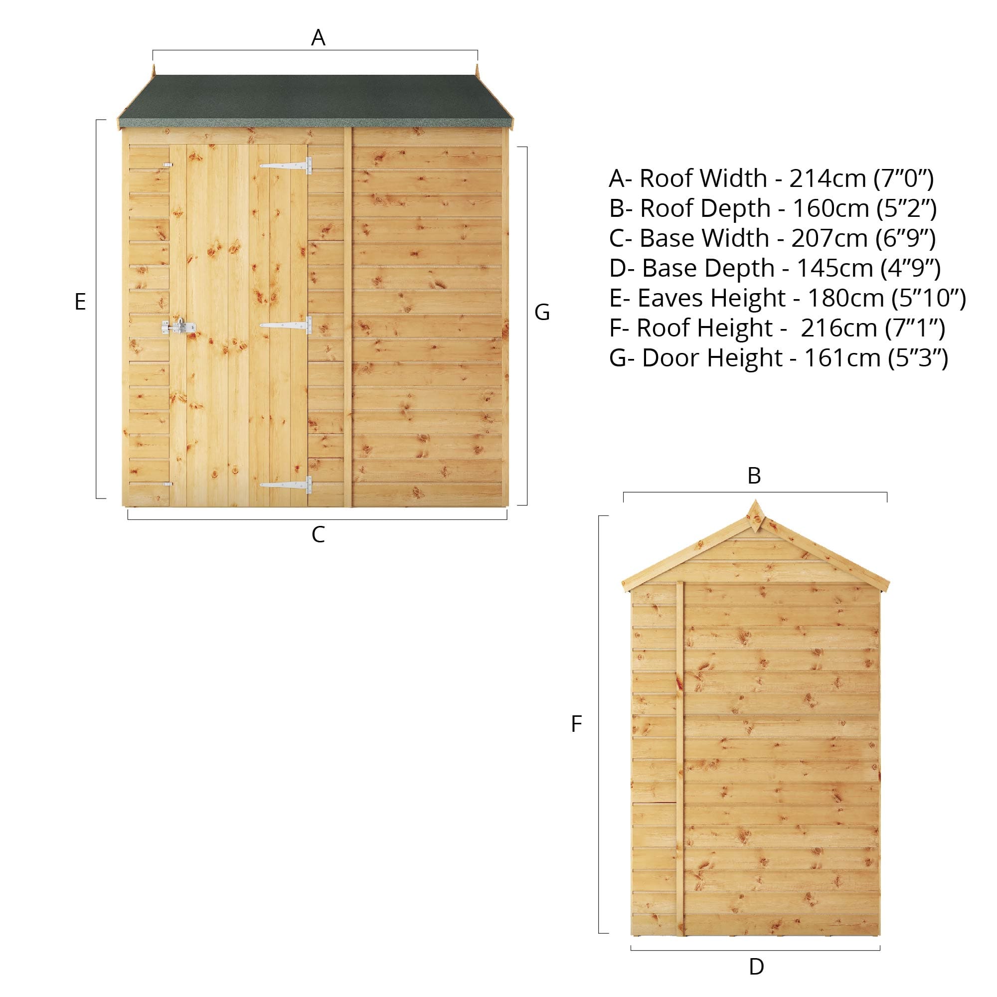 Mercia 7x5 Modular Shiplap Apex Windowless Shed