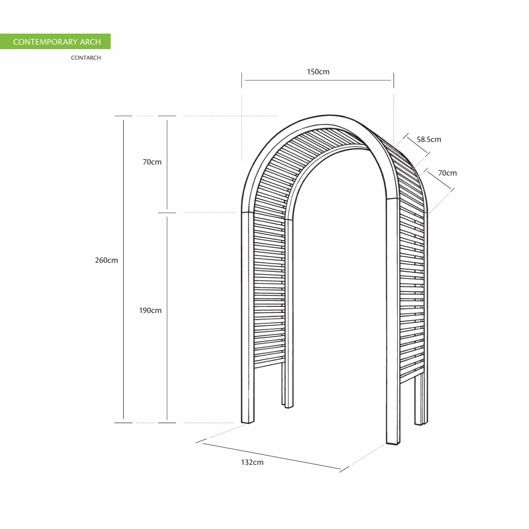 Shire 9 x 5 Contemporary Green Pressure Treated Garden Arch