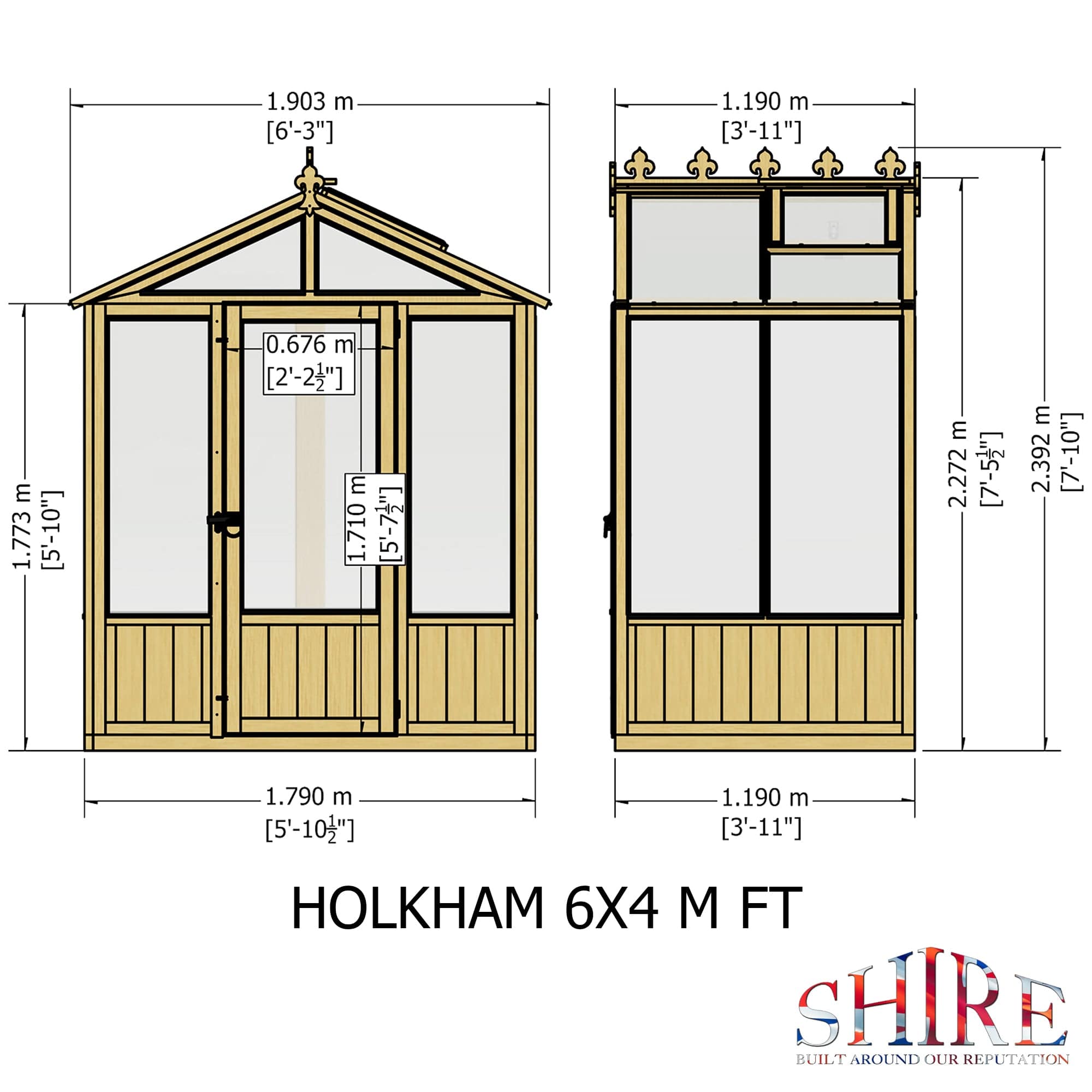 Shire Holkham 6 x 4 Wooden Greenhouse