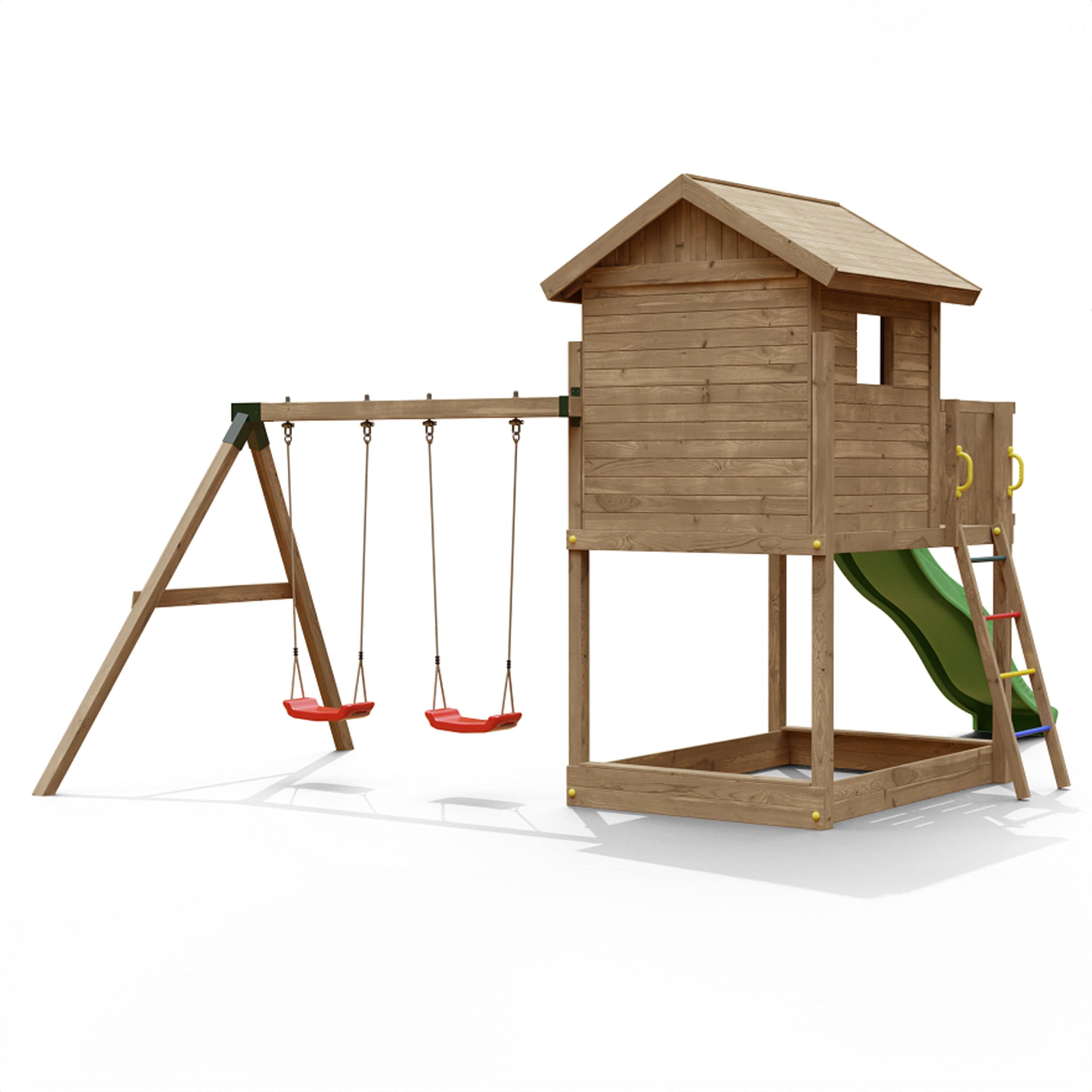Shire Galaxy Playfort Wooden Climbing Frame with Slide and Swings