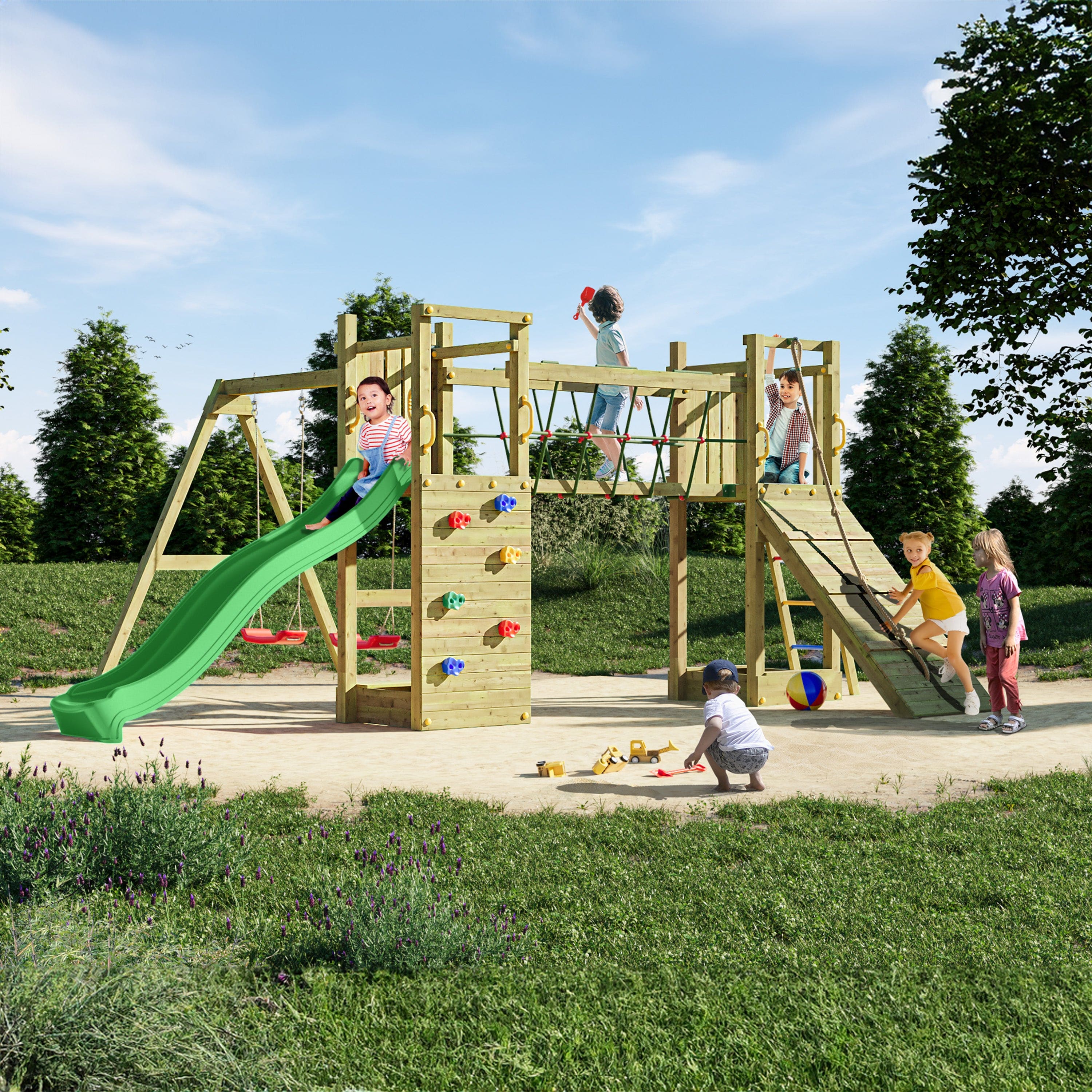 Shire Maxi Fun Playset Climbing Frame with Swing & Slide