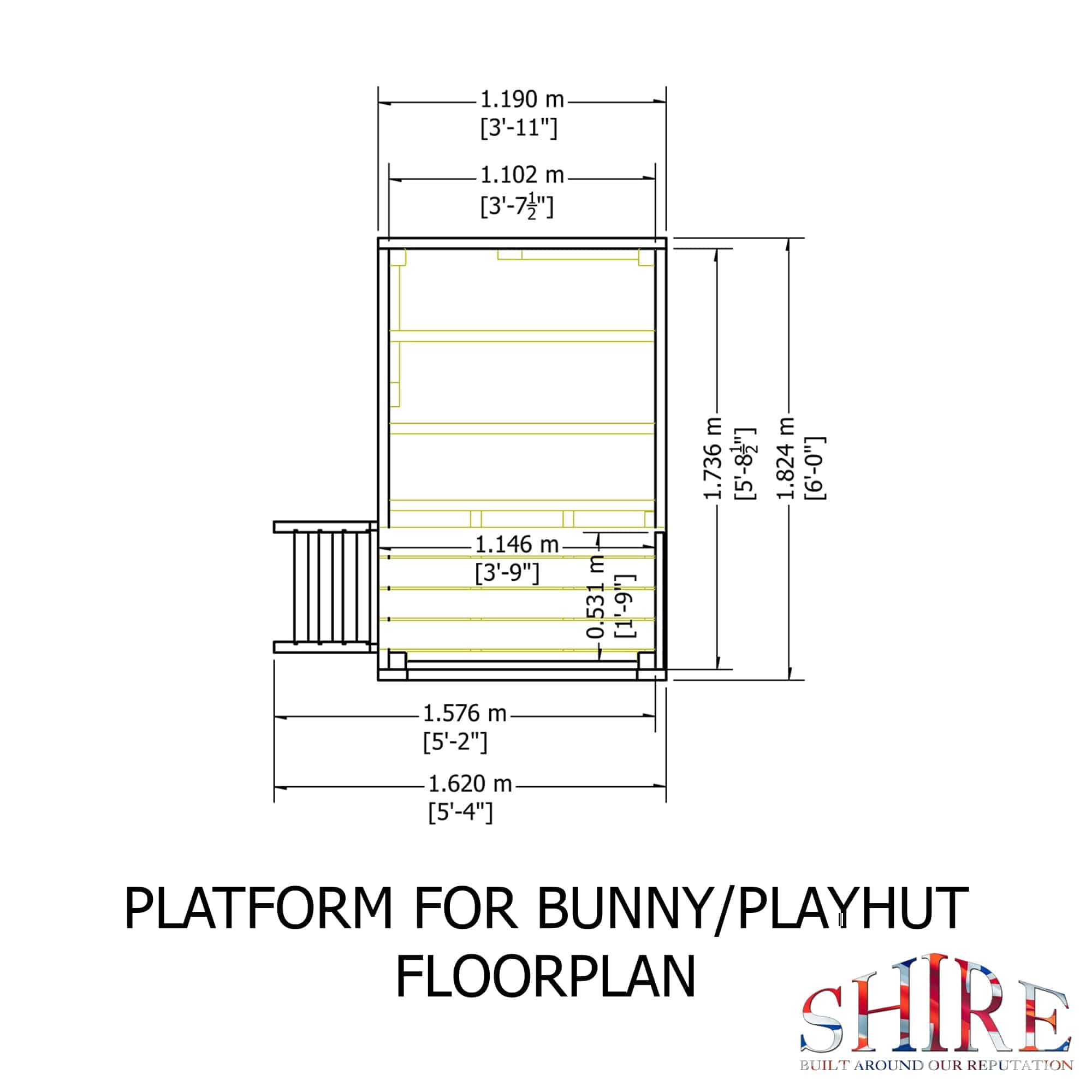 Shire 6 x 4 Bunny Playhouse with Platform & Slide