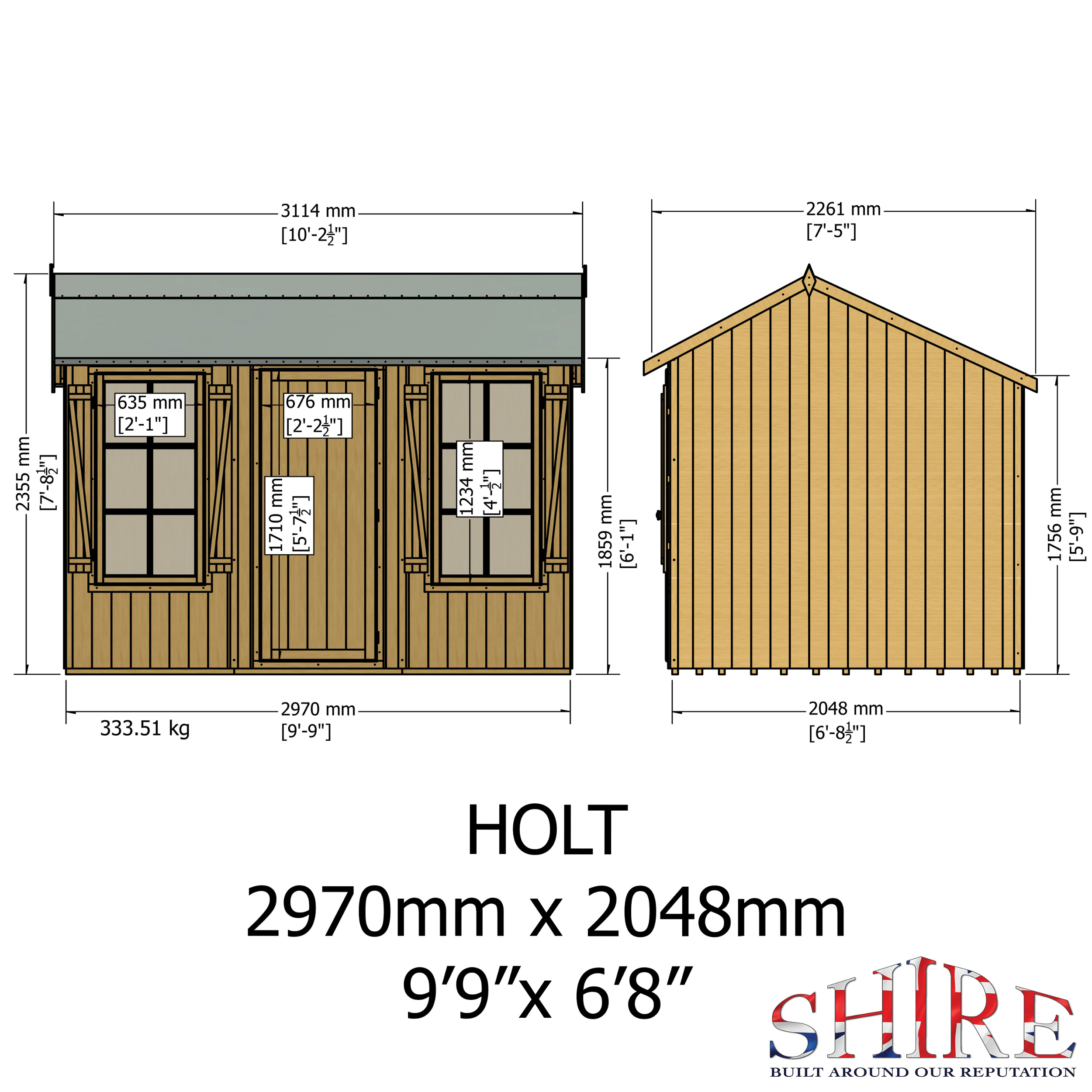 Shire Holt 10 x 7 Tongue & Groove Reverse Apex Shed