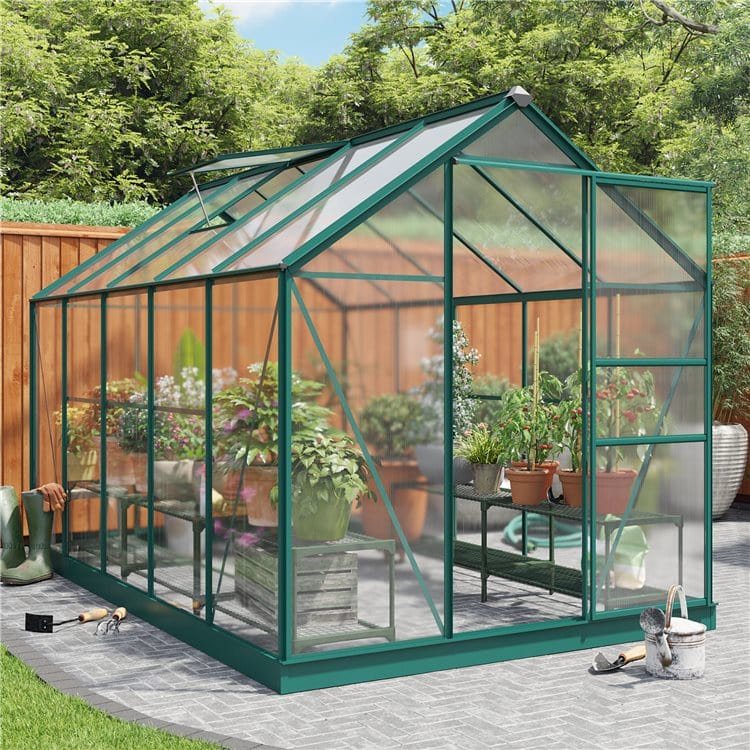Rosette Hobby 6 x 10 Aluminium Greenhouse with Polycarbonate Glazing
