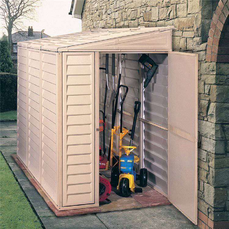 Saffron 4x8ft Lean-To Vinyl Garden Shed with Foundation Kit
