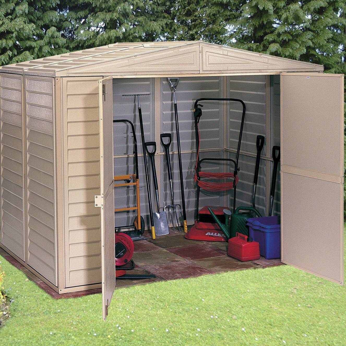 Saffron 8'x5' 3" Vinyl Garden Shed with Foundation Kit