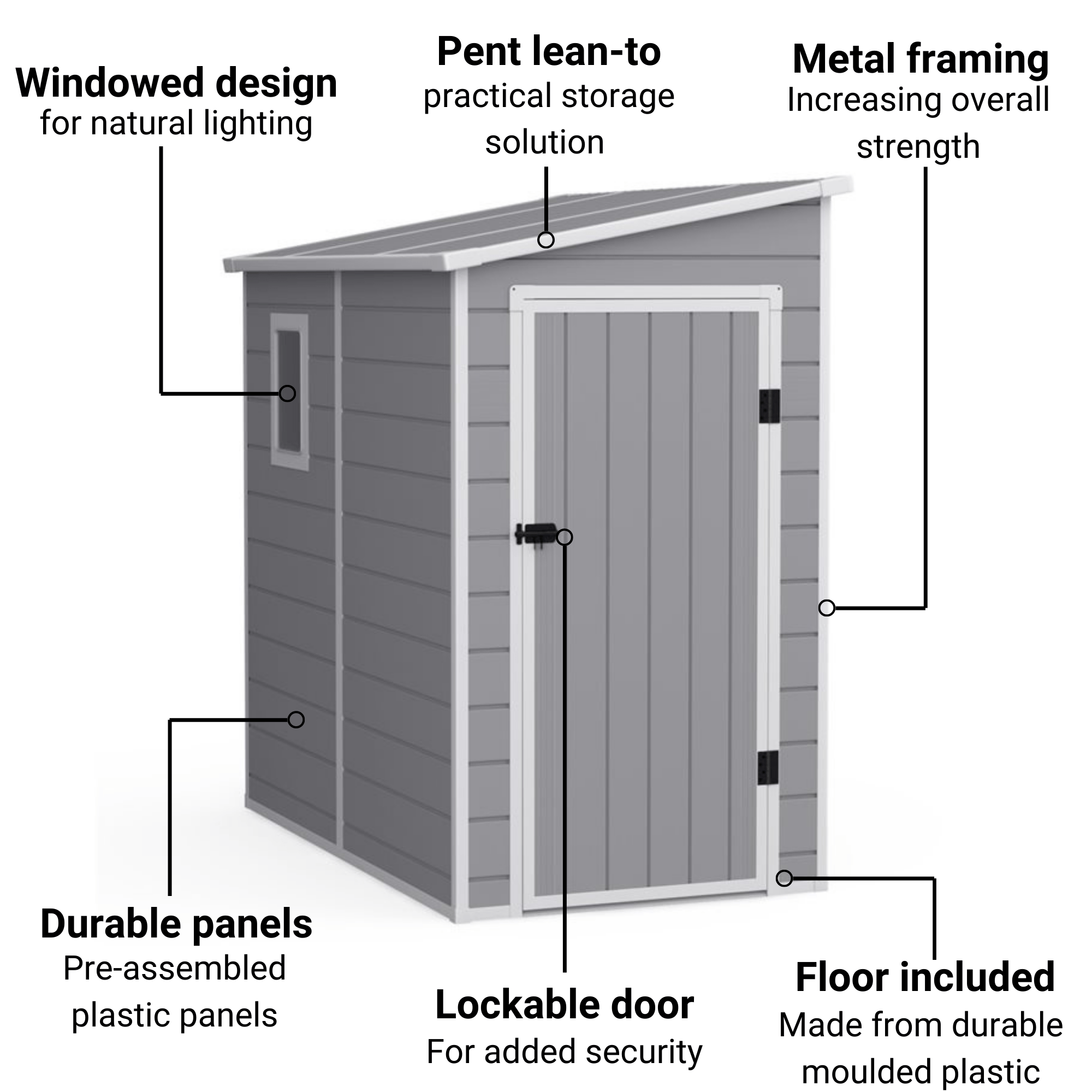 Lotus Veritas 6x4 Lean To Pent Plastic Shed
