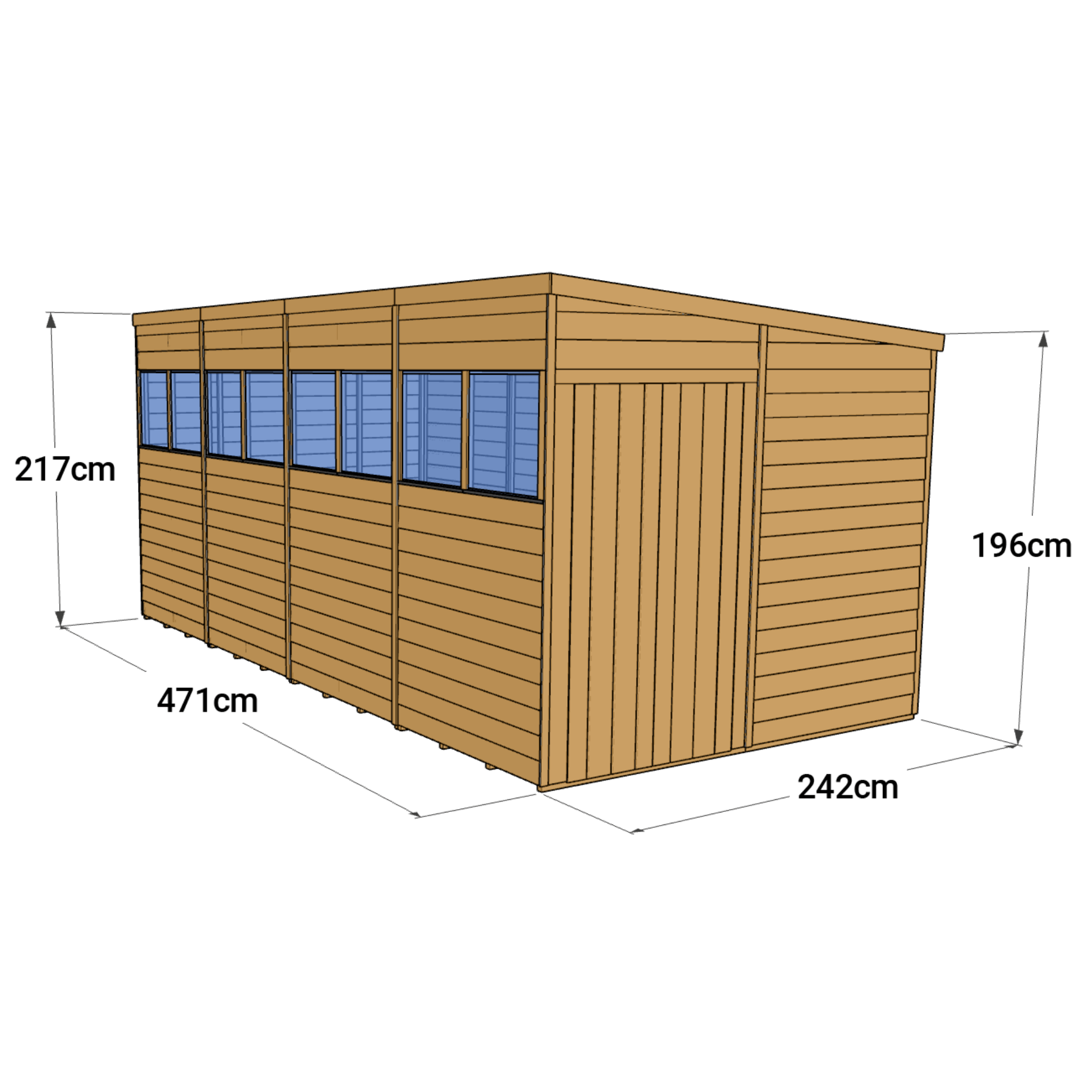 Store More 16 x 8 Pressure Treated Overlap Pent Shed