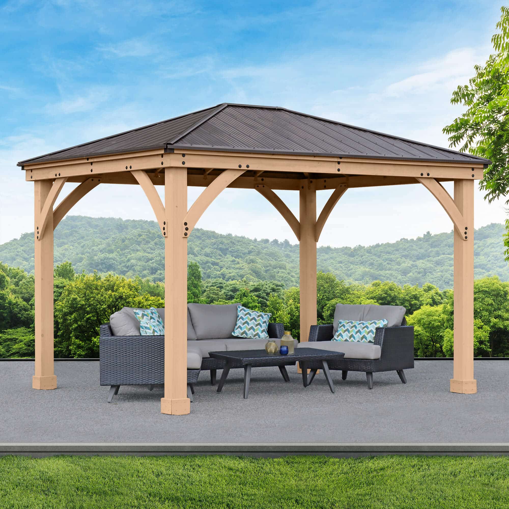Yardistry Meridian 10ft x 12ft (3m x 3.7m) Wooden Gazebo