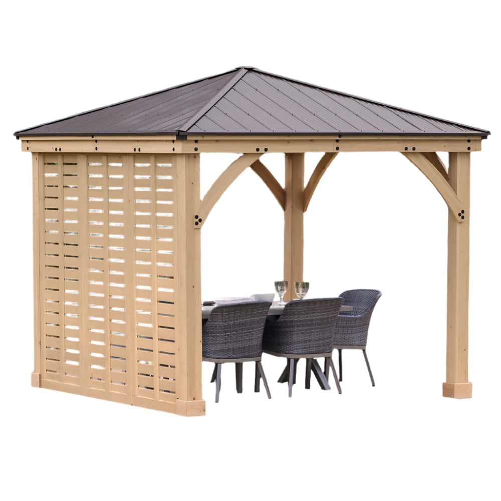 Yardistry 10ft x 10ft (3m x 3m) Meridian Gazebo with Single Privacy Wall