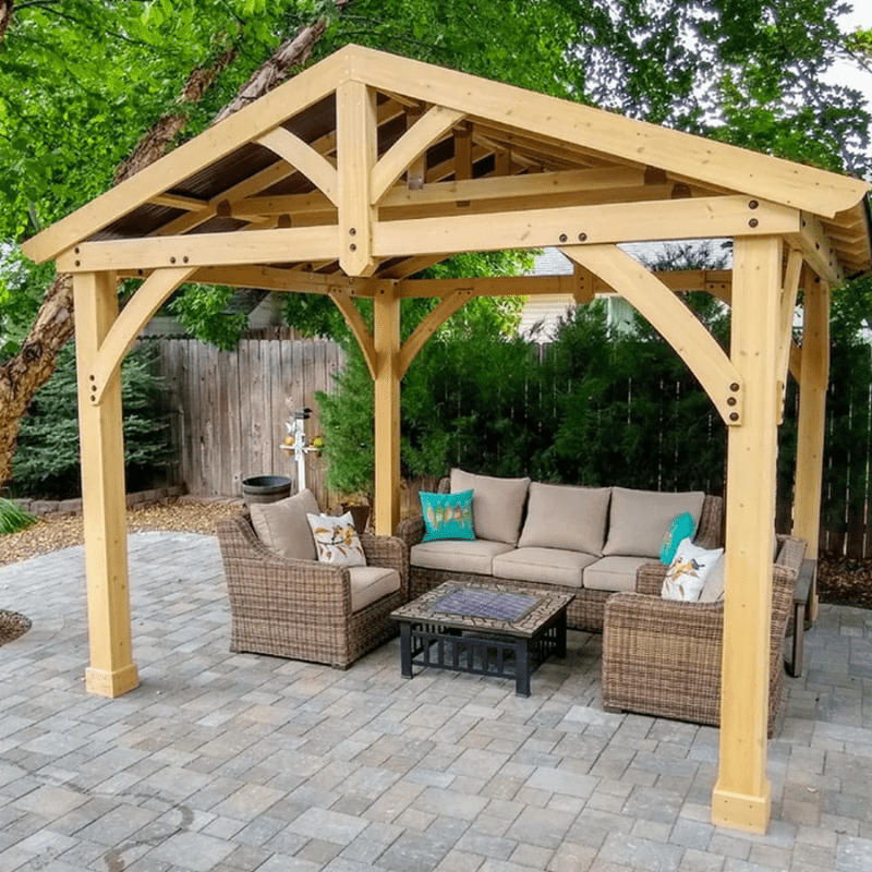 Yardistry Carolina Wooden Pavilion with Roof – 13ft x 11ft (4m x 3.4m)