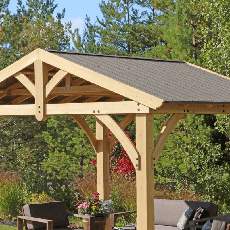 Yardistry Carolina Wooden Pavilion with Roof – 13ft x 11ft (4m x 3.4m)