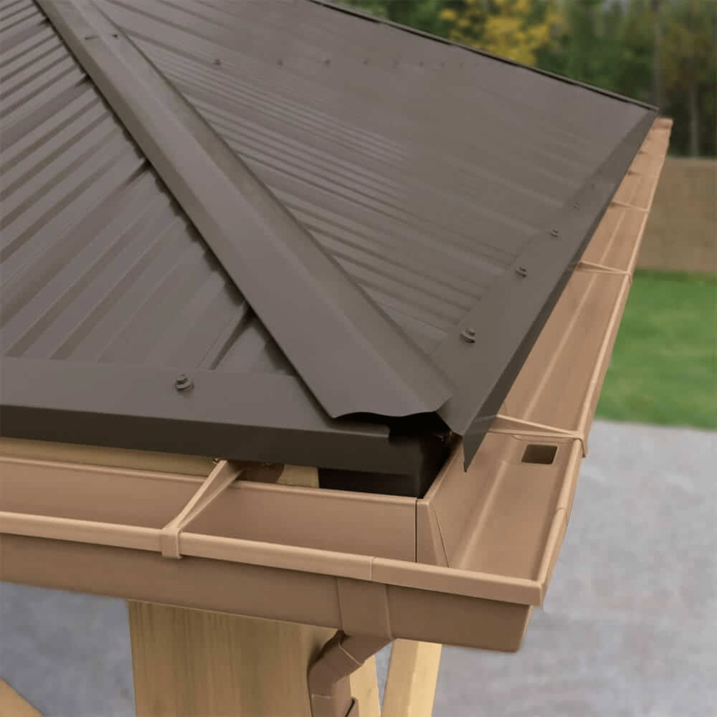 Yardistry Wooden Gazebo 12ft x 12ft (3.7m x 3.7m) with Rain Guttering Meridian Series
