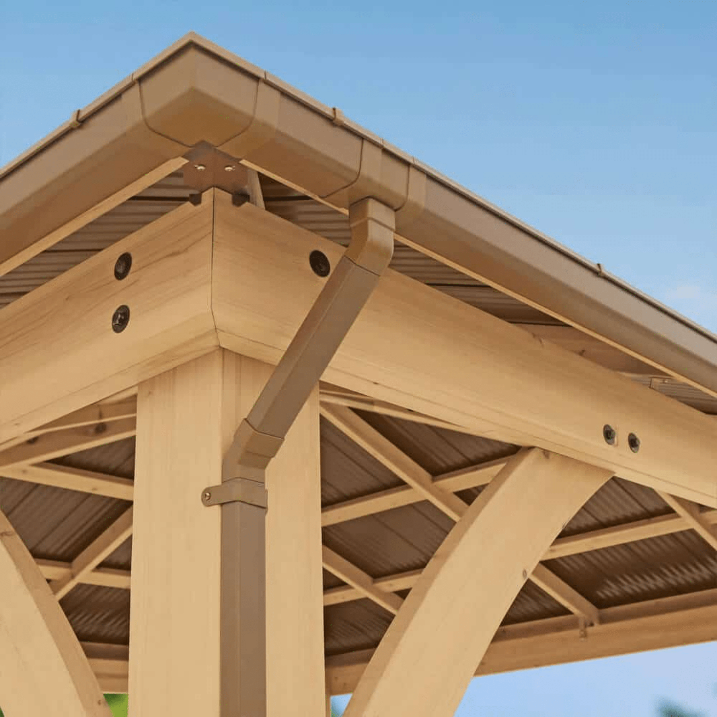 Yardistry Wooden Gazebo 12ft x 12ft (3.7m x 3.7m) with Rain Guttering Meridian Series