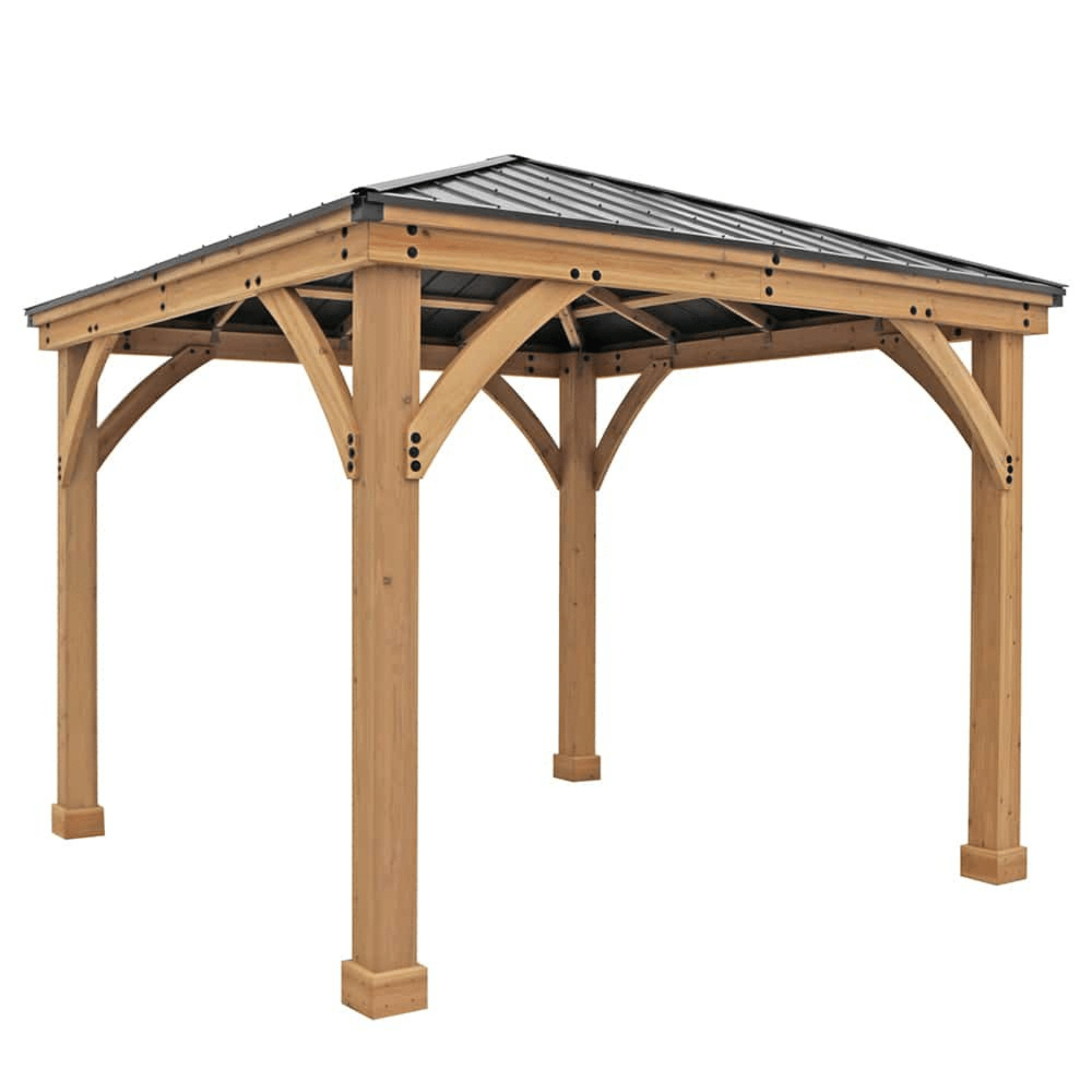 Yardistry Wooden Gazebo 12ft x 12ft (3.7m x 3.7m) with Rain Guttering Meridian Series