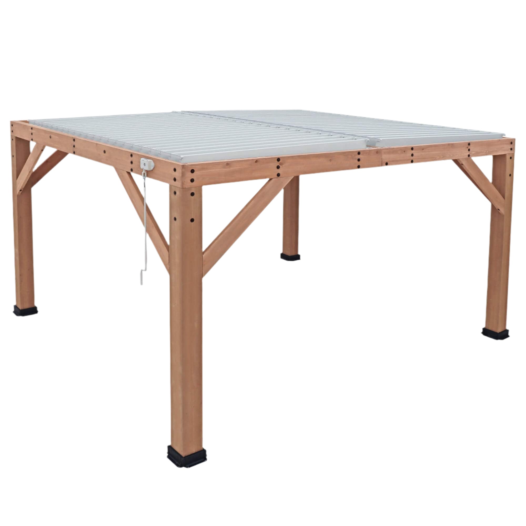 Yardistry 14 x 12 Wooden Pergola With Louvered Roof