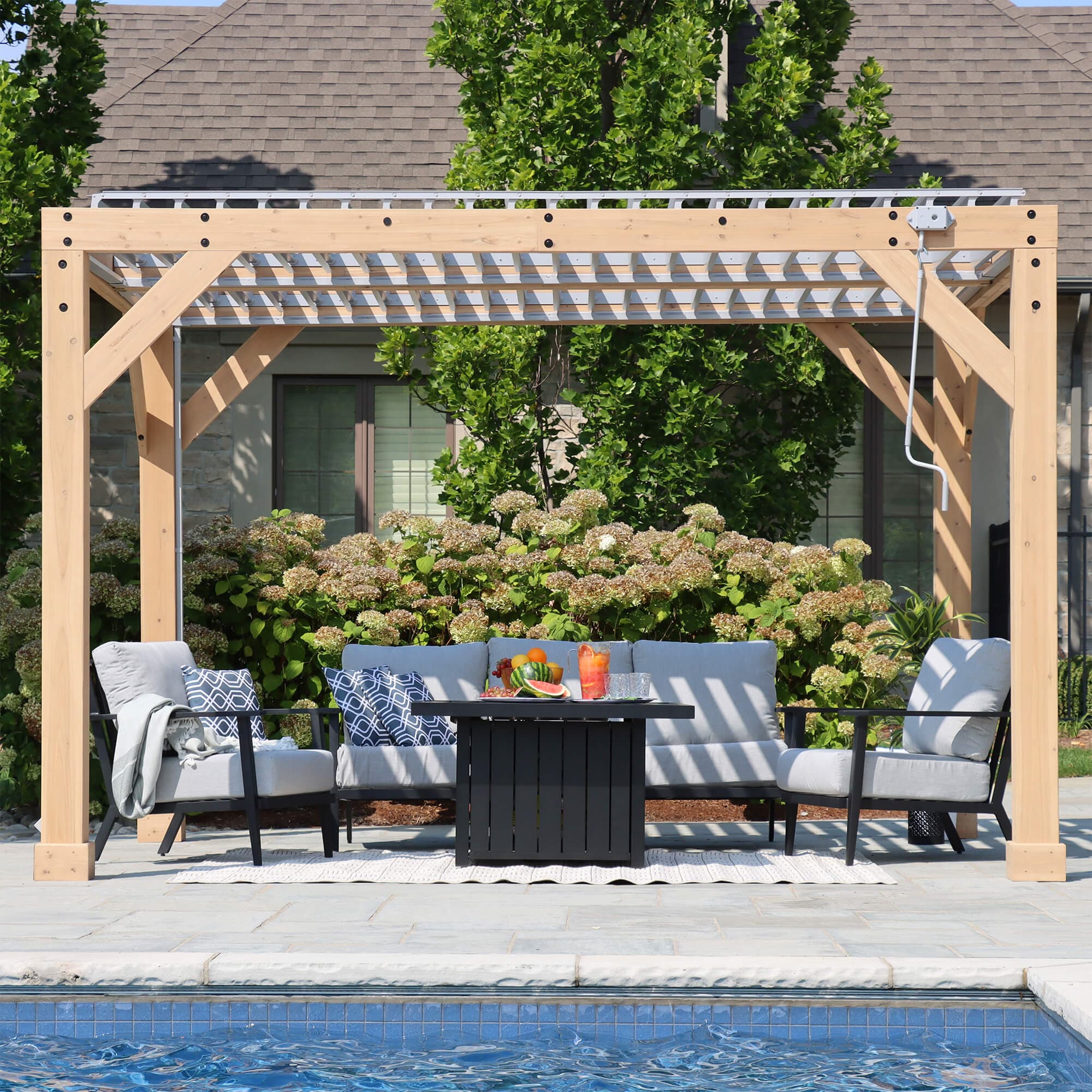 Yardistry 10ft x 12ft (3m x 3.7m) Meridian Pergola with Louvered Roof