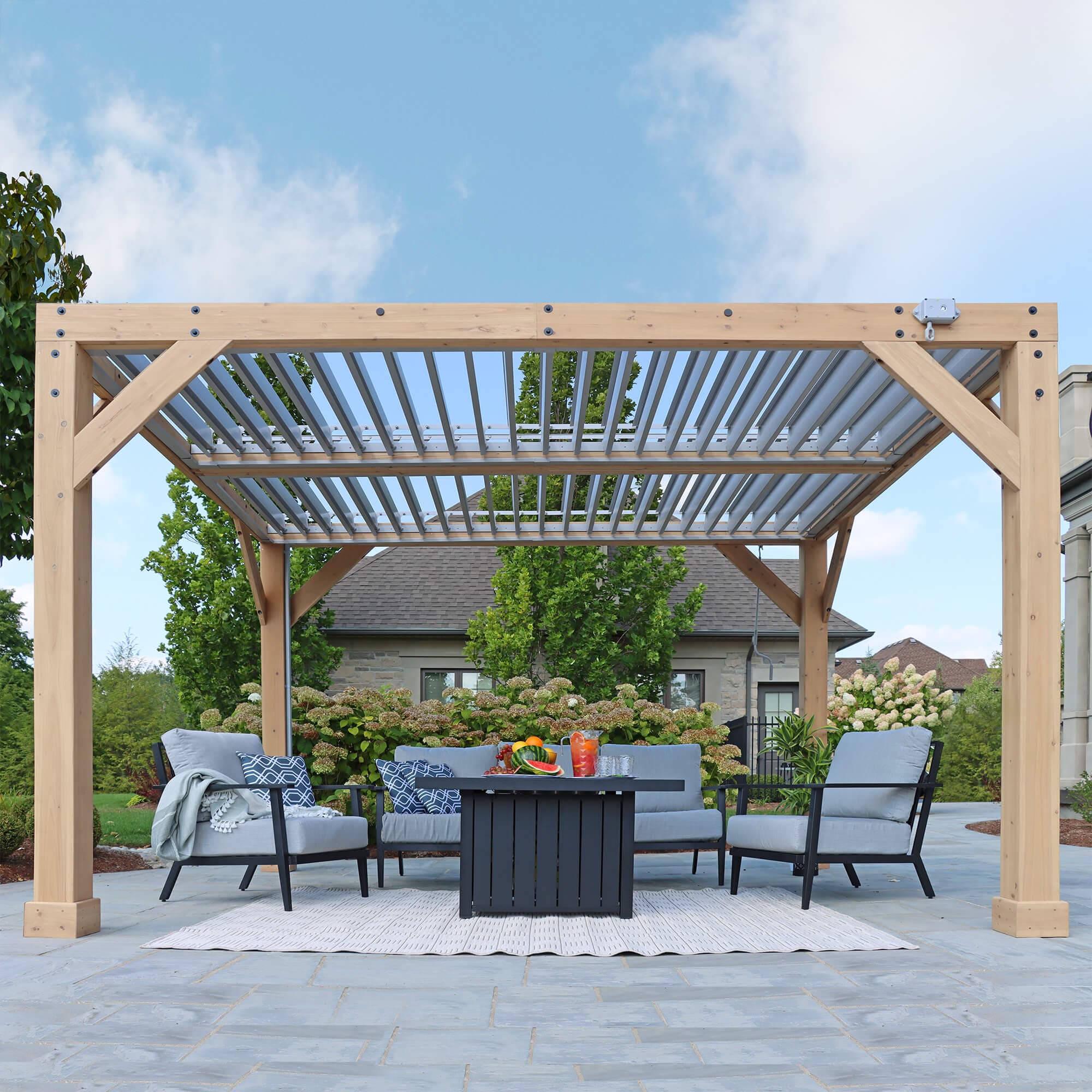 Yardistry 10ft x 12ft (3m x 3.7m) Meridian Pergola with Louvered Roof