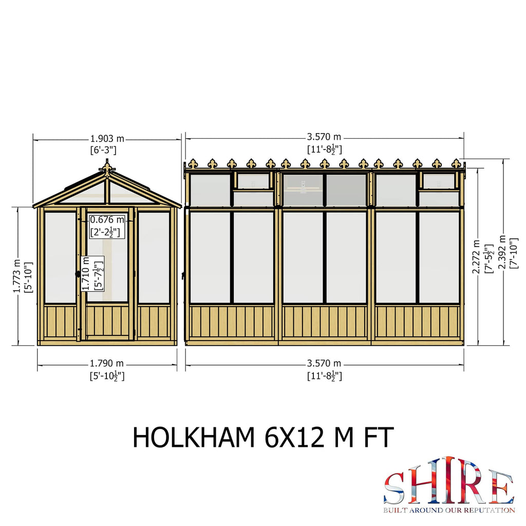 Shire Holkham 6 x 12 Wooden Greenhouse